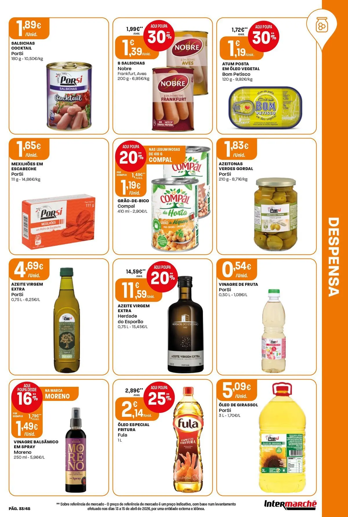 Intermarché - Isto é que são preços BAIXOS! » de 21/05/2026 - 27/05/2026 | Página: 33 | Produtos: Atum, Azeite, Óleo, Proteina