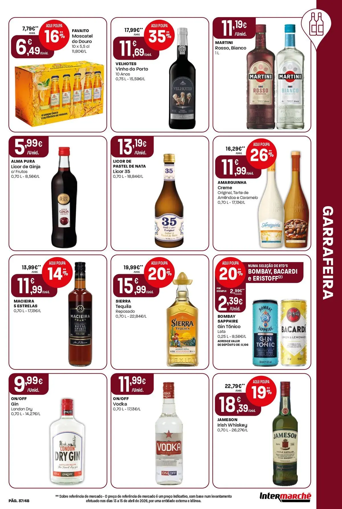 Intermarché - Isto é que são preços BAIXOS! » de 21/05/2026 - 27/05/2026 | Página: 37 | Produtos: Tarte, Nata, Creme, Vodka