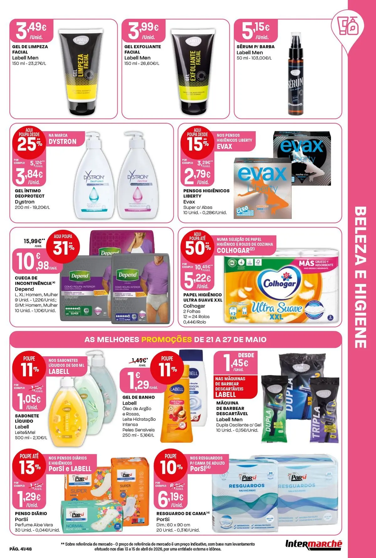 Intermarché - Isto é que são preços BAIXOS! » de 21/05/2026 - 27/05/2026 | Página: 41 | Produtos: Gel de banho, Sérum, Leite, Banho