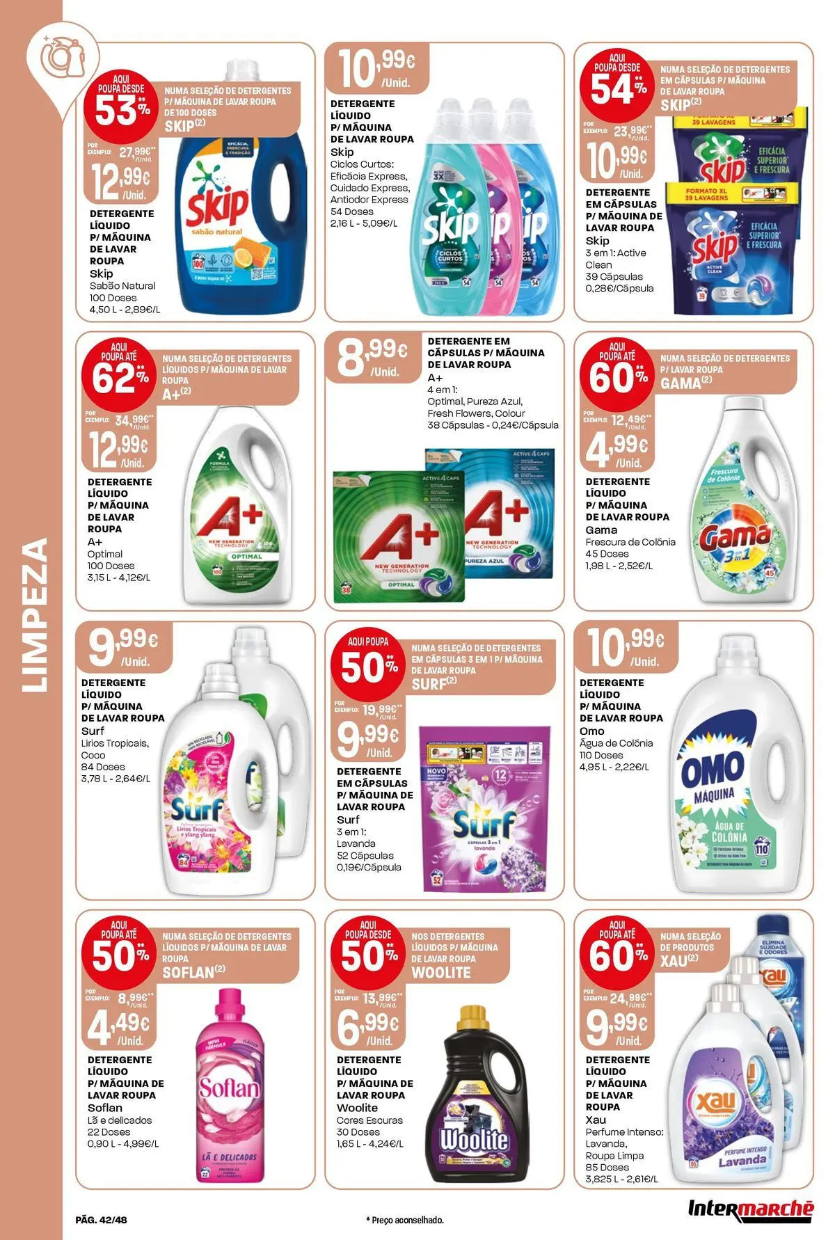 Intermarché - Isto é que são preços BAIXOS! » de 21/05/2026 - 27/05/2026 | Página: 42 | Produtos: Máquina de lavar, Perfume, Sabão, Detergente