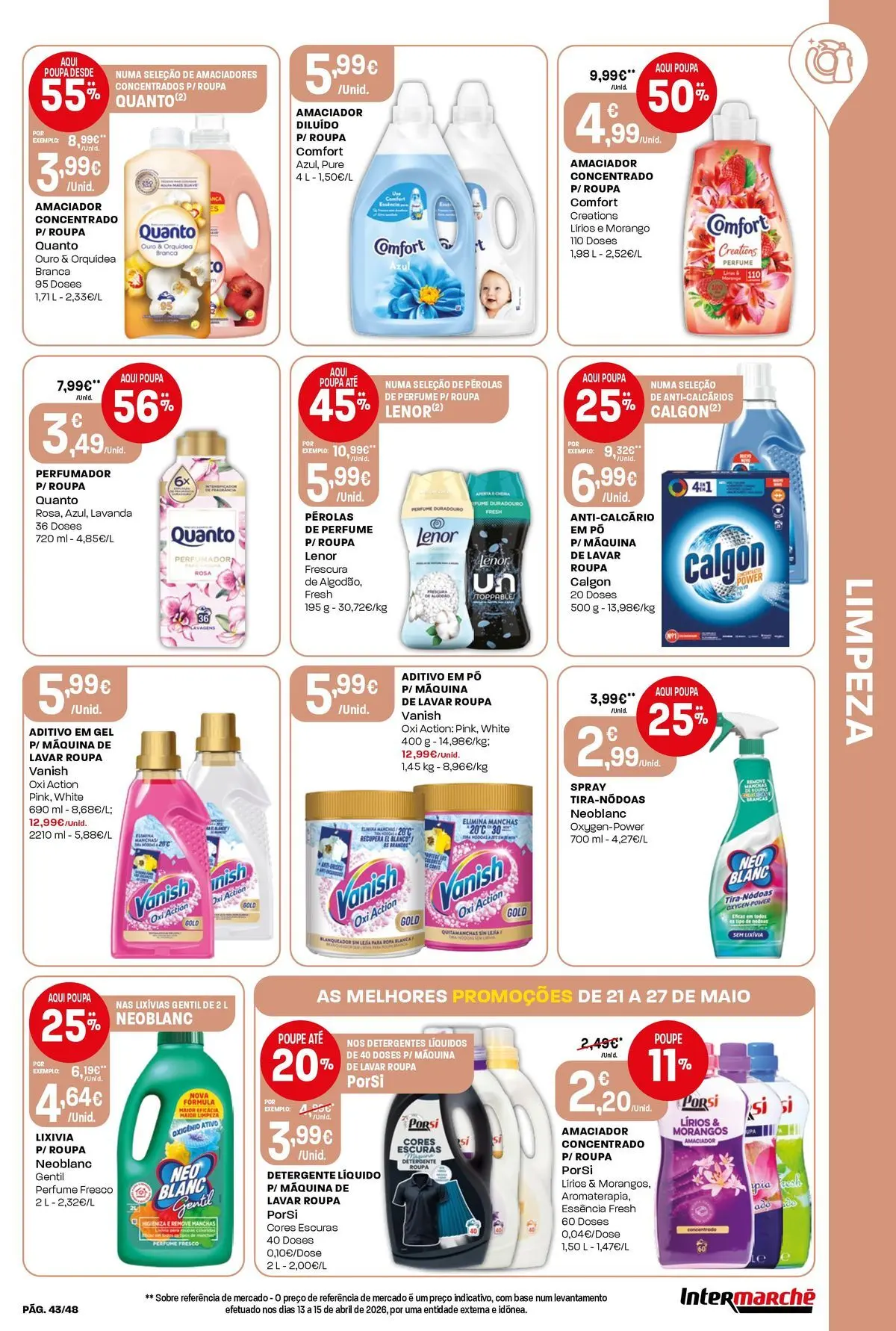 Intermarché - Isto é que são preços BAIXOS! » de 21/05/2026 - 27/05/2026 | Página: 43 | Produtos: Perfume, Pó, Base, Detergente