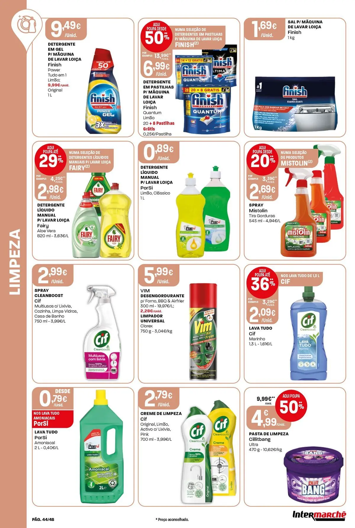 Intermarché - Isto é que são preços BAIXOS! » de 21/05/2026 - 27/05/2026 | Página: 44 | Produtos: Máquina de lavar, Sal, Banho, Creme