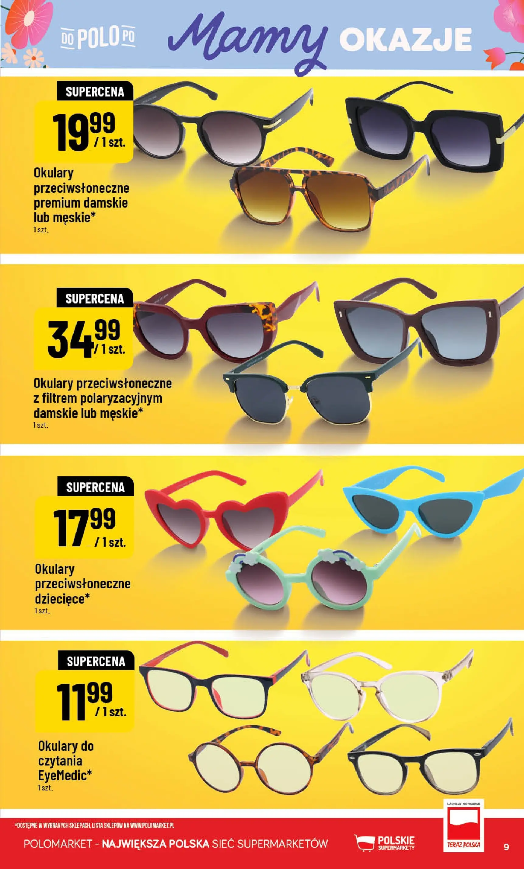 Nowa POLOmarket gazetka od jutra 20.05.2026 | Strona: 9 | Produkty: Okulary, Okulary przeciwsłoneczne