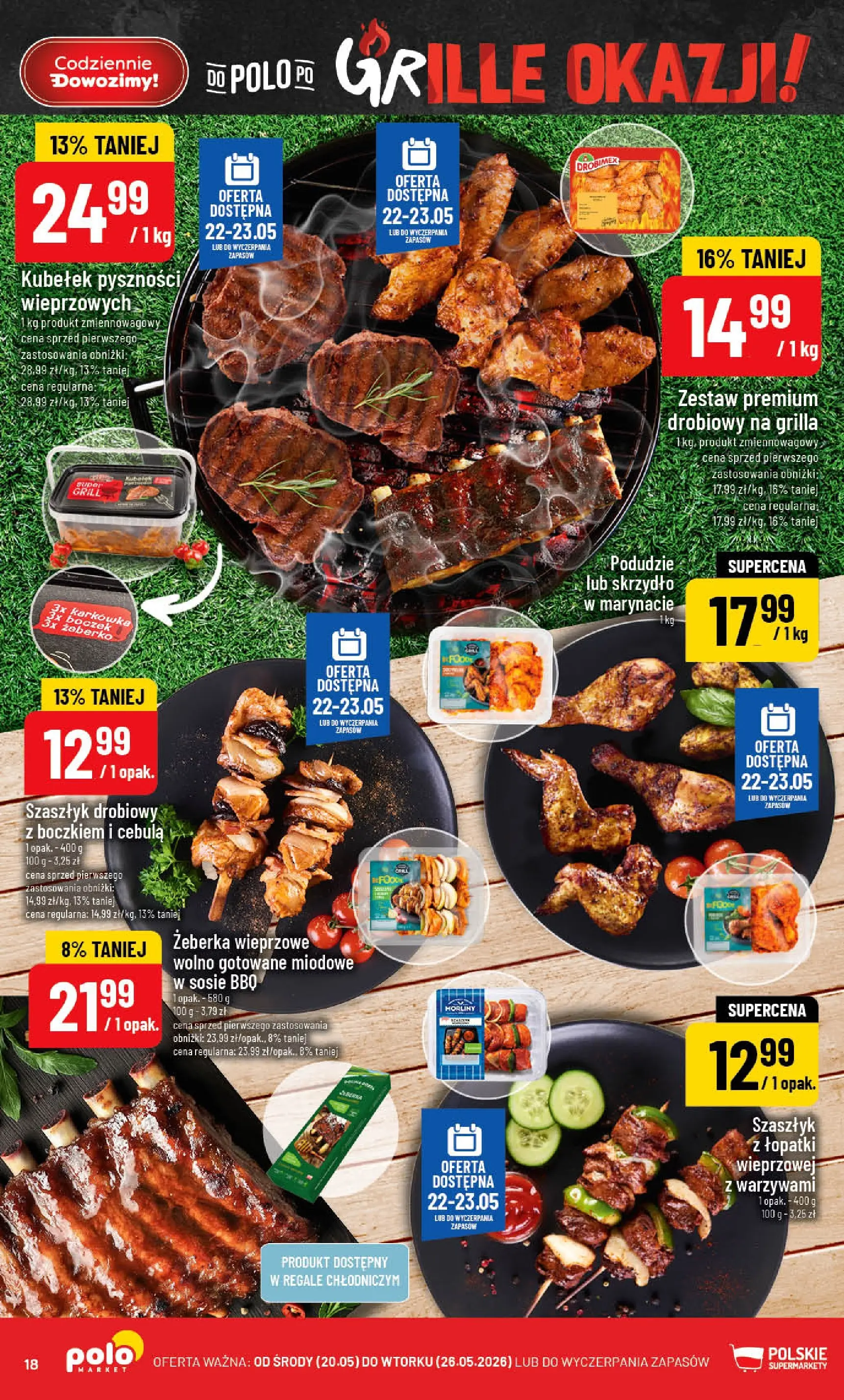 Nowa POLOmarket gazetka od jutra 20.05.2026 | Strona: 18 | Produkty: Karkówka, Grill, Wolno gotowane, Boczek
