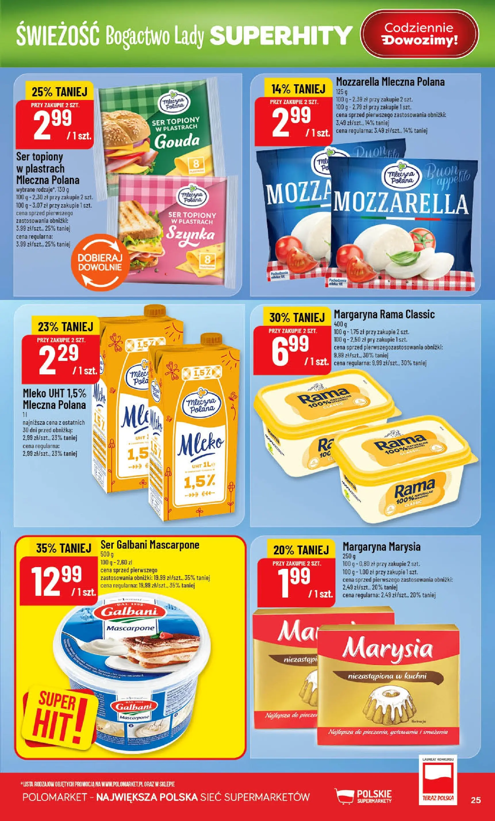 Nowa POLOmarket gazetka od jutra 20.05.2026 | Strona: 25 | Produkty: Mascarpone, Margaryna, Ser, Mozzarella