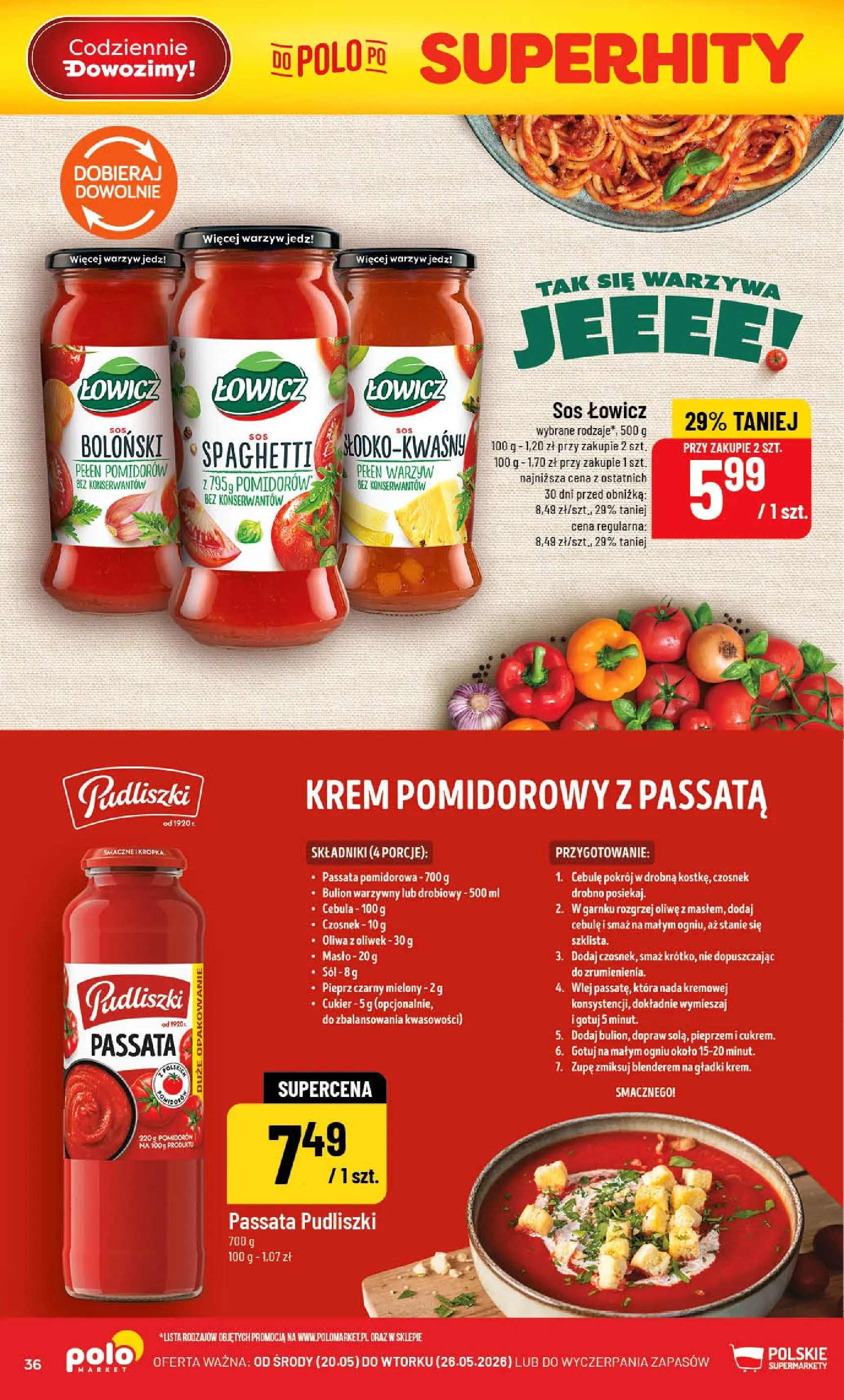 Nowa POLOmarket gazetka od jutra 20.05.2026 | Strona: 36 | Produkty: Bulion warzywny, Warzywa, Cukier, Pieprz
