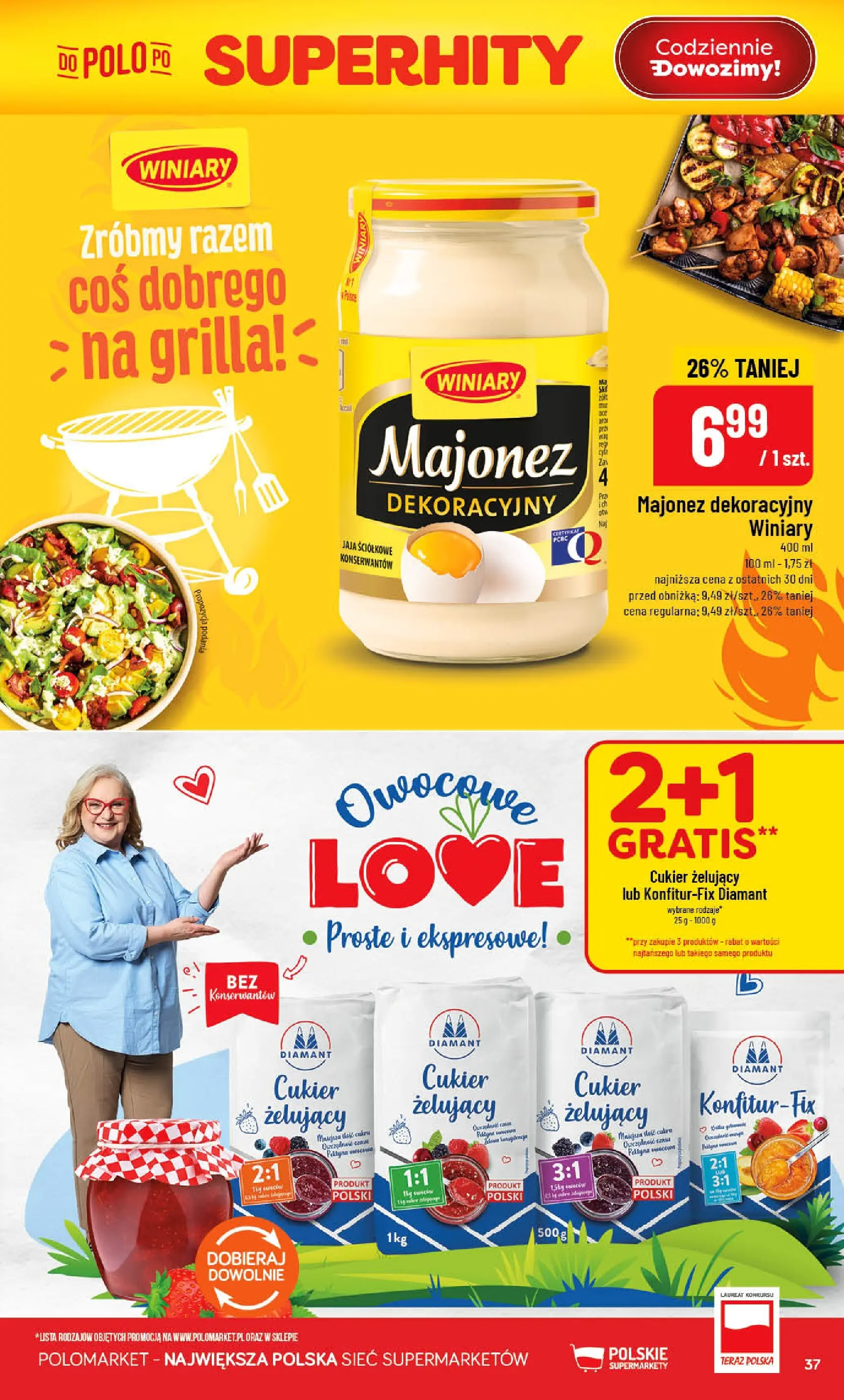 Nowa POLOmarket gazetka od jutra 20.05.2026 | Strona: 37 | Produkty: Cukier żelujący, Majonez, Jaja, Cukier
