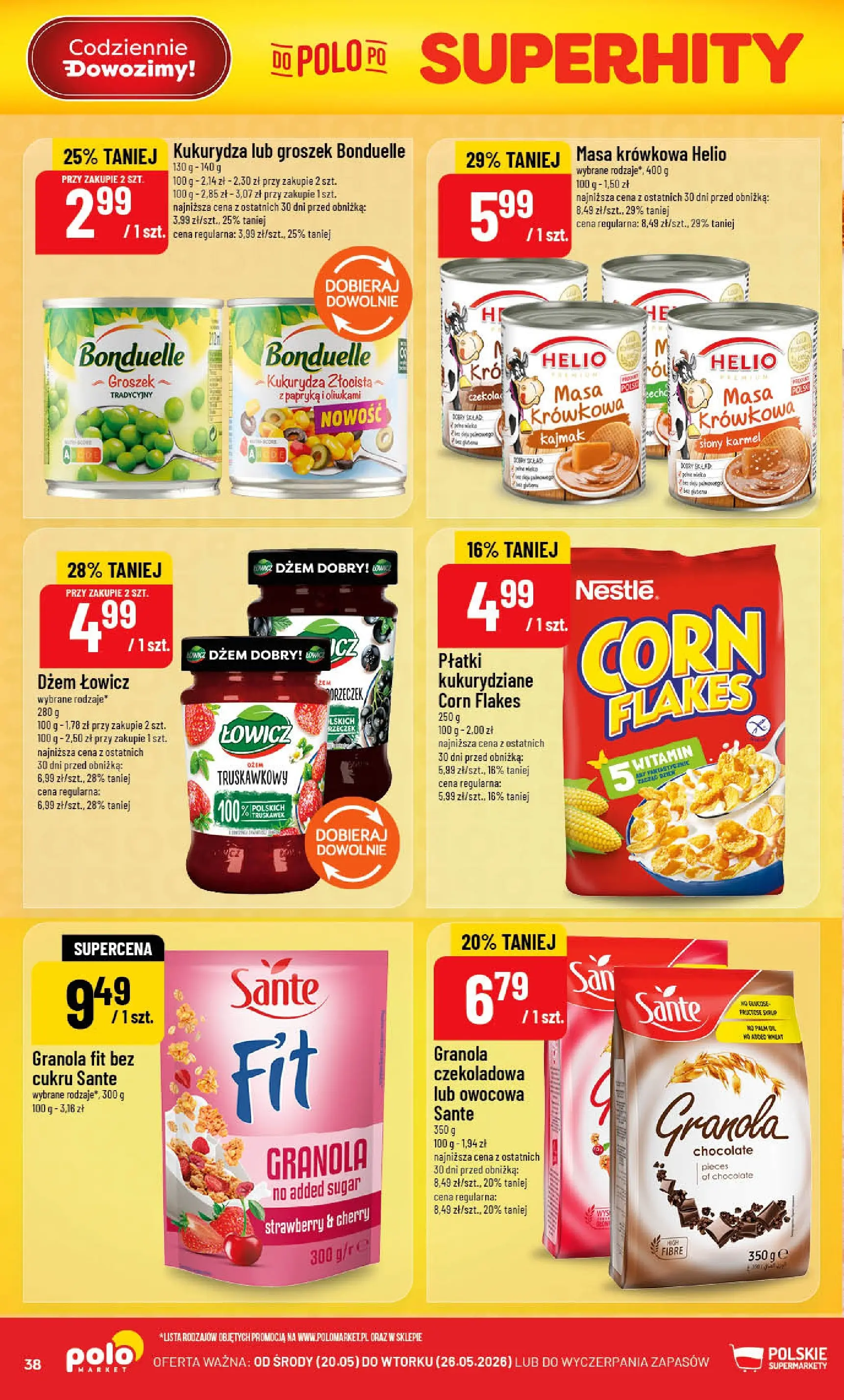Nowa POLOmarket gazetka od jutra 20.05.2026 | Strona: 38 | Produkty: Granola, Papryka, Kajmak, Płatki