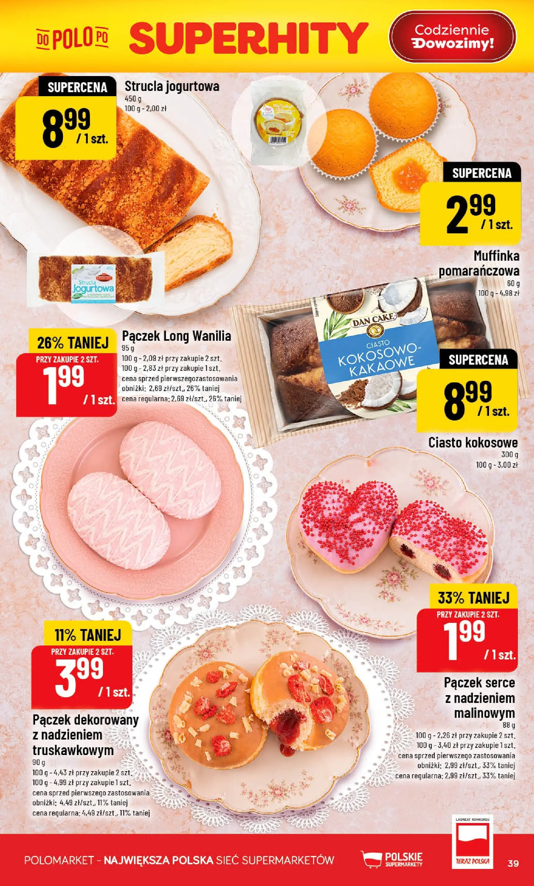 Nowa POLOmarket gazetka od jutra 20.05.2026 | Strona: 39 | Produkty: Ciasto