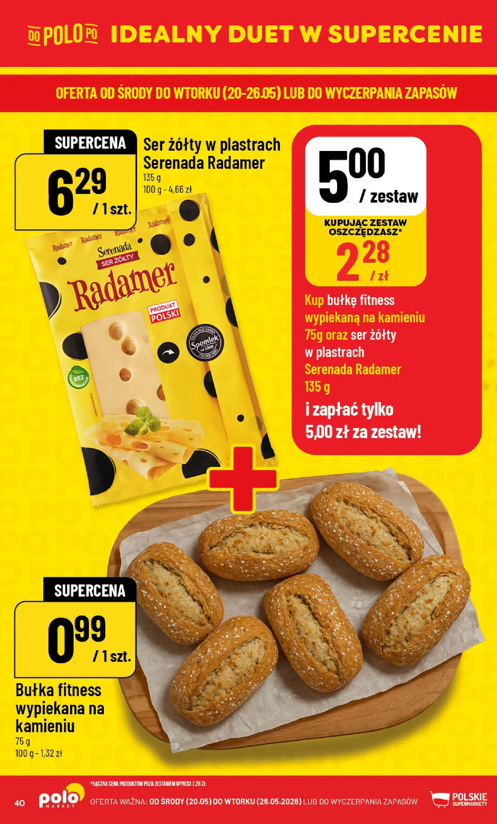 Nowa POLOmarket gazetka od jutra 20.05.2026 | Strona: 40 | Produkty: Ser żółty, Bułka fitness, Bułka, Ser