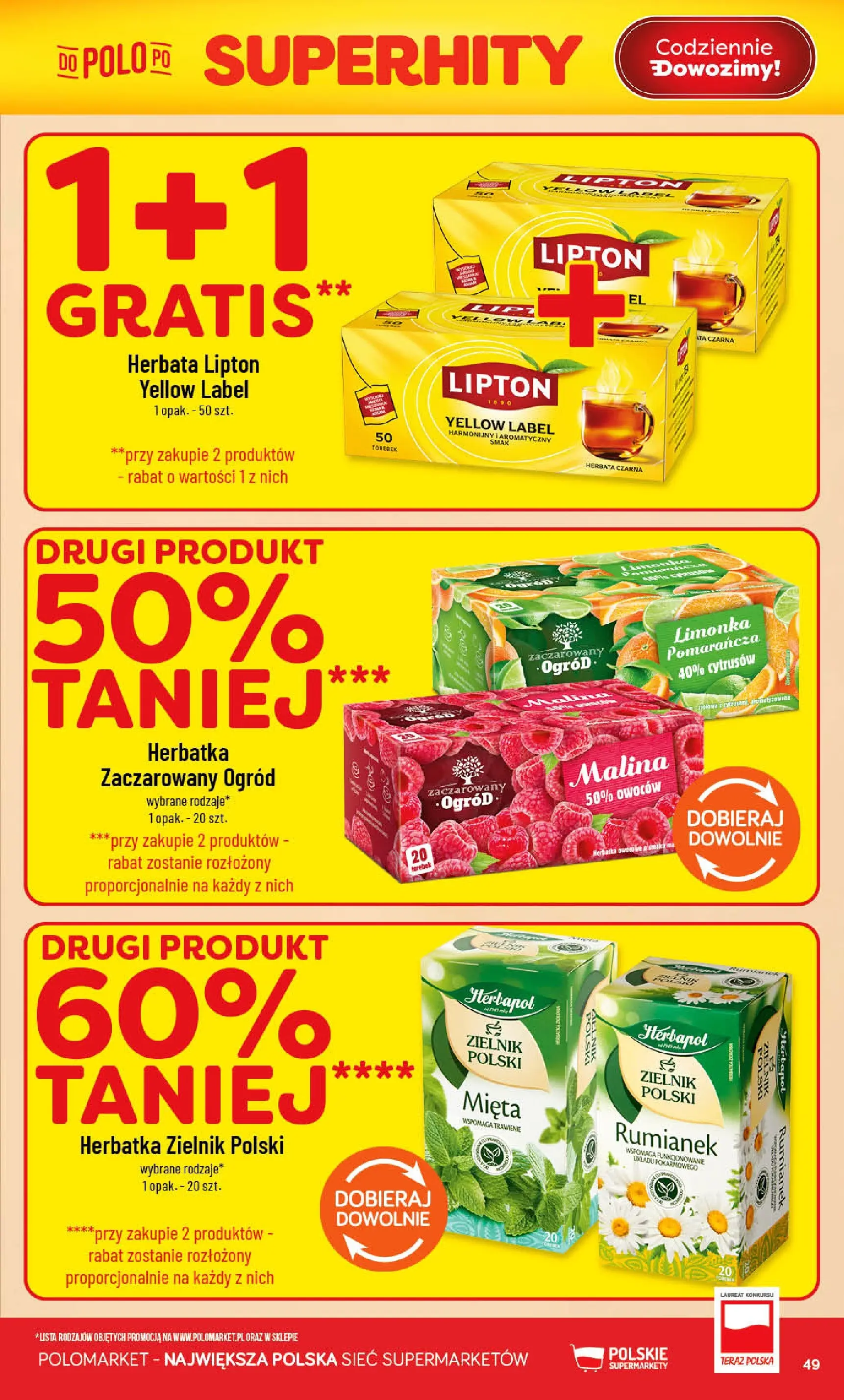Nowa POLOmarket gazetka od jutra 20.05.2026 | Strona: 49 | Produkty: Limonka, Malina, Herbata lipton, Herbata
