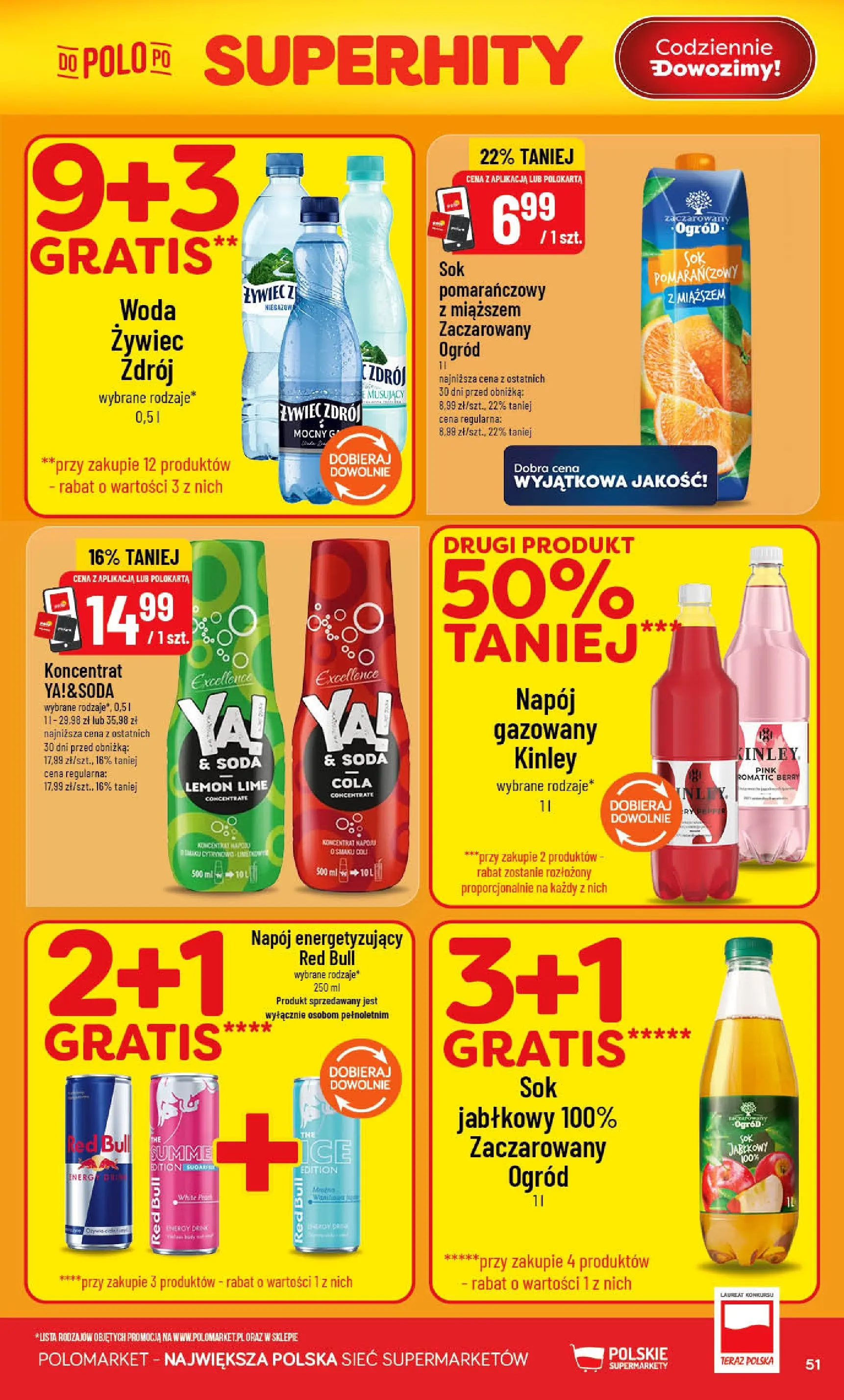 Nowa POLOmarket gazetka od jutra 20.05.2026 | Strona: 51 | Produkty: Woda żywiec, Red bull, Woda