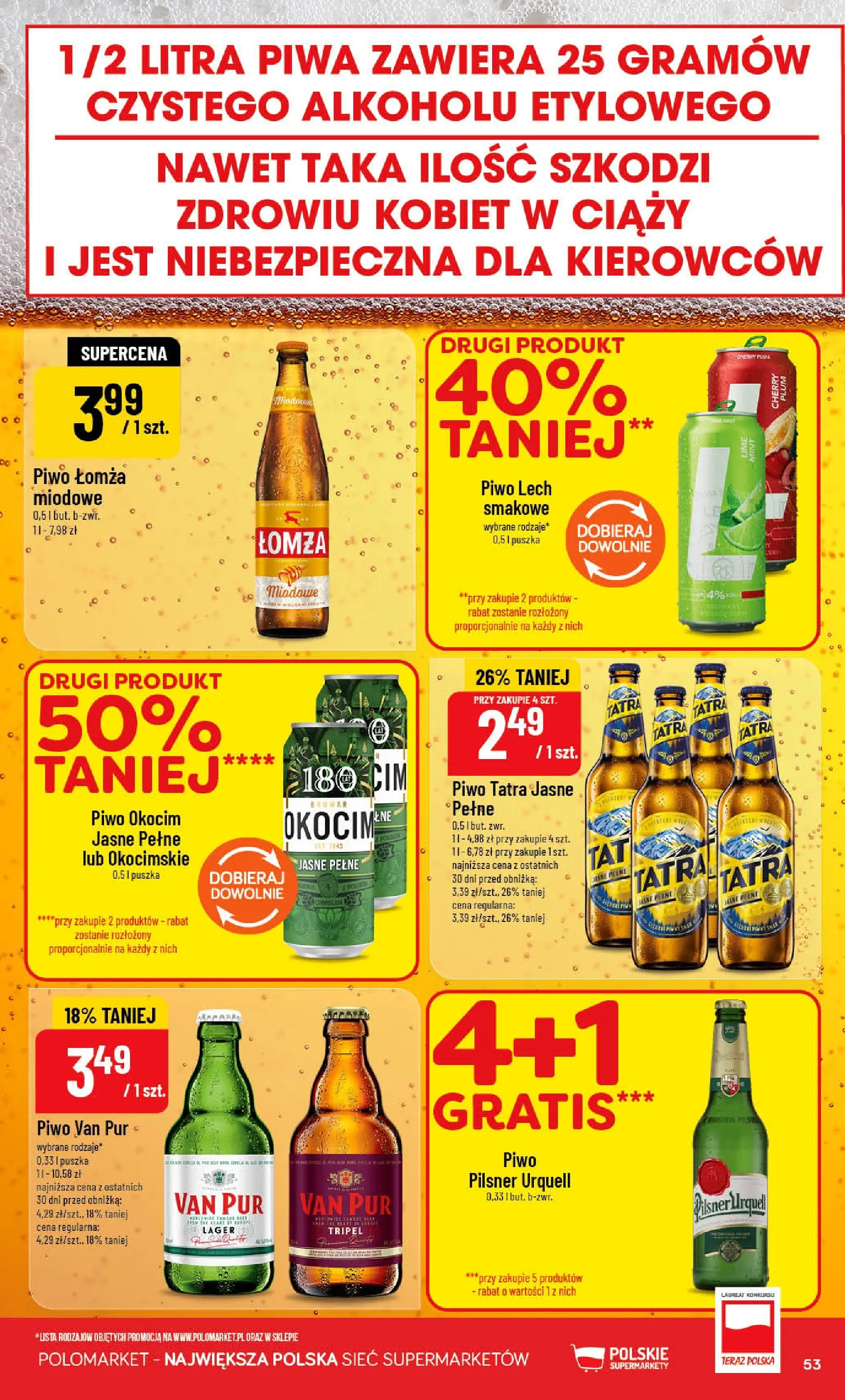 Nowa POLOmarket gazetka od jutra 20.05.2026 | Strona: 53 | Produkty: Piwo