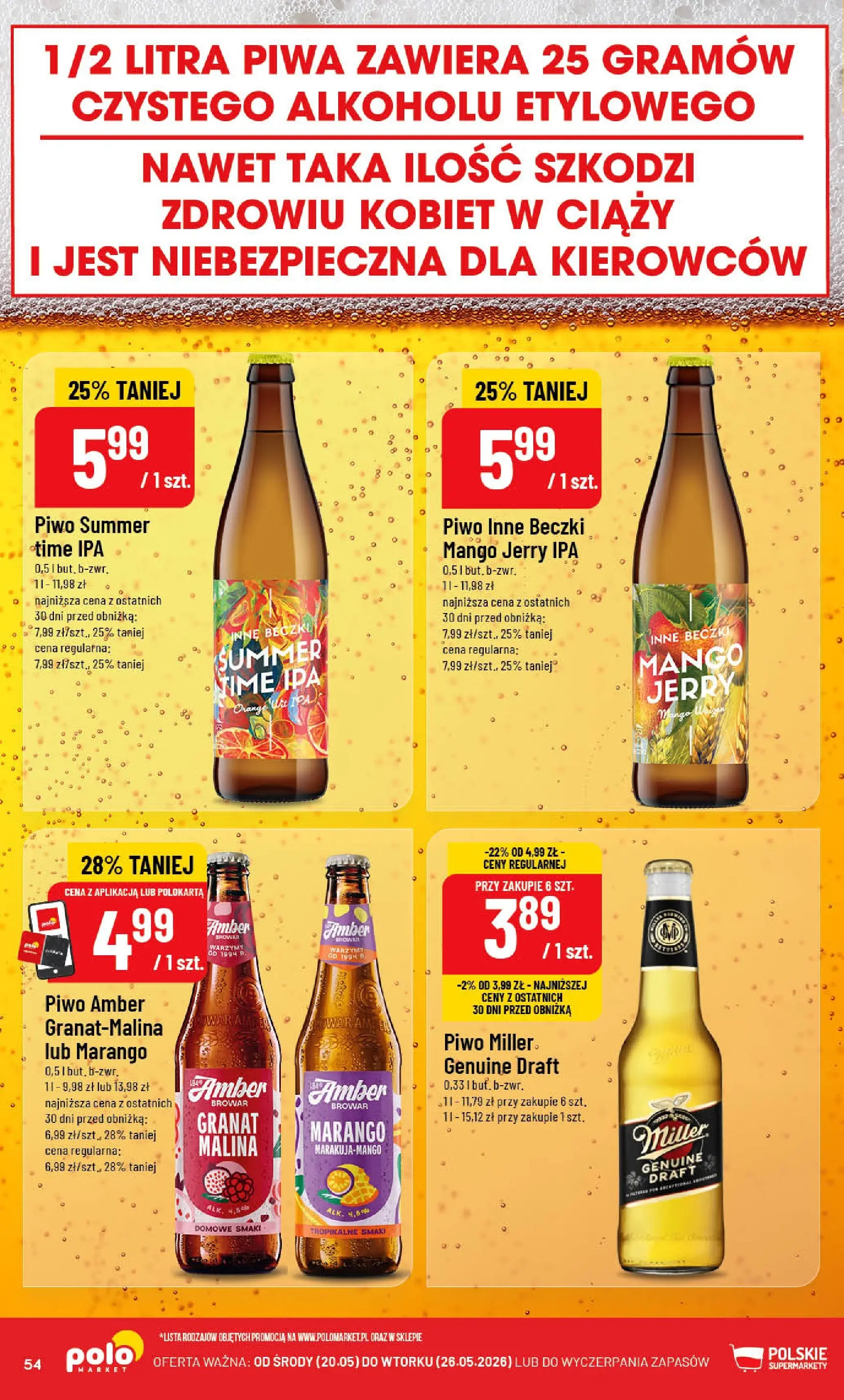 Nowa POLOmarket gazetka od jutra 20.05.2026 | Strona: 54 | Produkty: Mango, Malina, Piwo