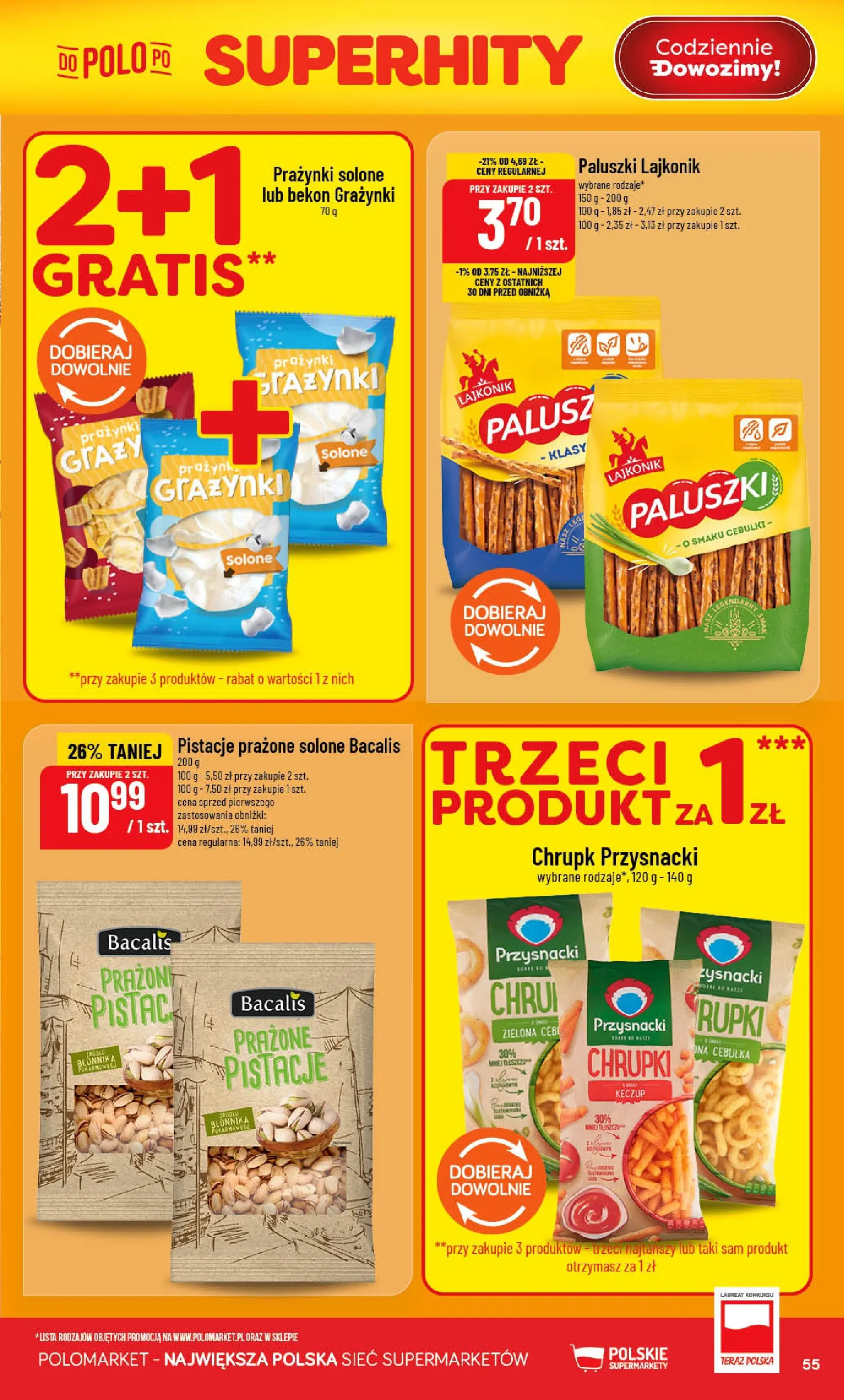 Nowa POLOmarket gazetka od jutra 20.05.2026 | Strona: 55 | Produkty: Chrupki, Bekon, Paluszki