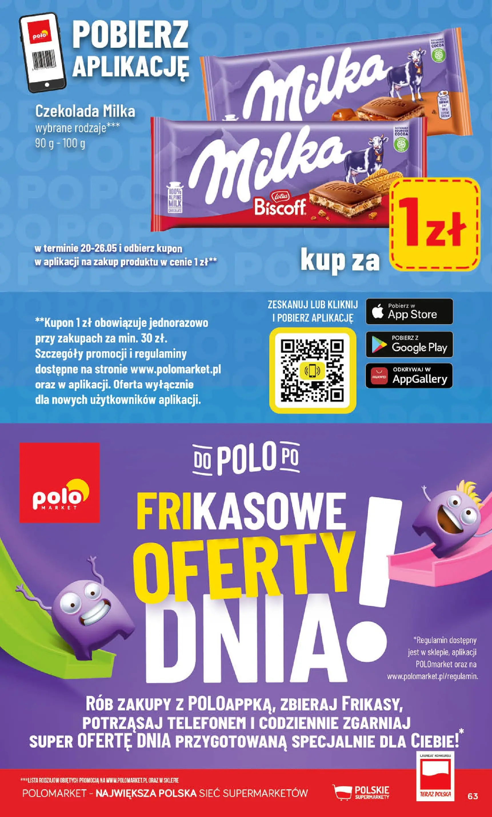 Nowa POLOmarket gazetka od jutra 20.05.2026 | Strona: 63 | Produkty: Czekolada milka, Milka, Czekolada