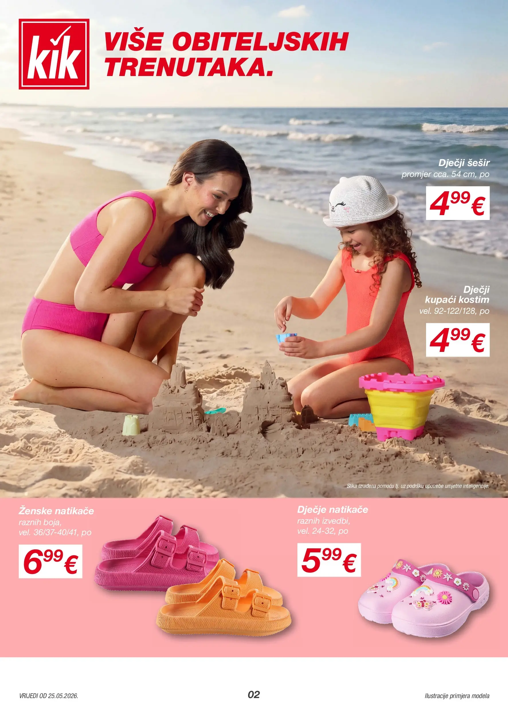 Kik - KiK katalog do 31.05.2026 novi od 21.05.2026 na listanje > letak digitalni | Stranica: 2 | Proizvodi: Natikače, Kupaći kostim, Šešir