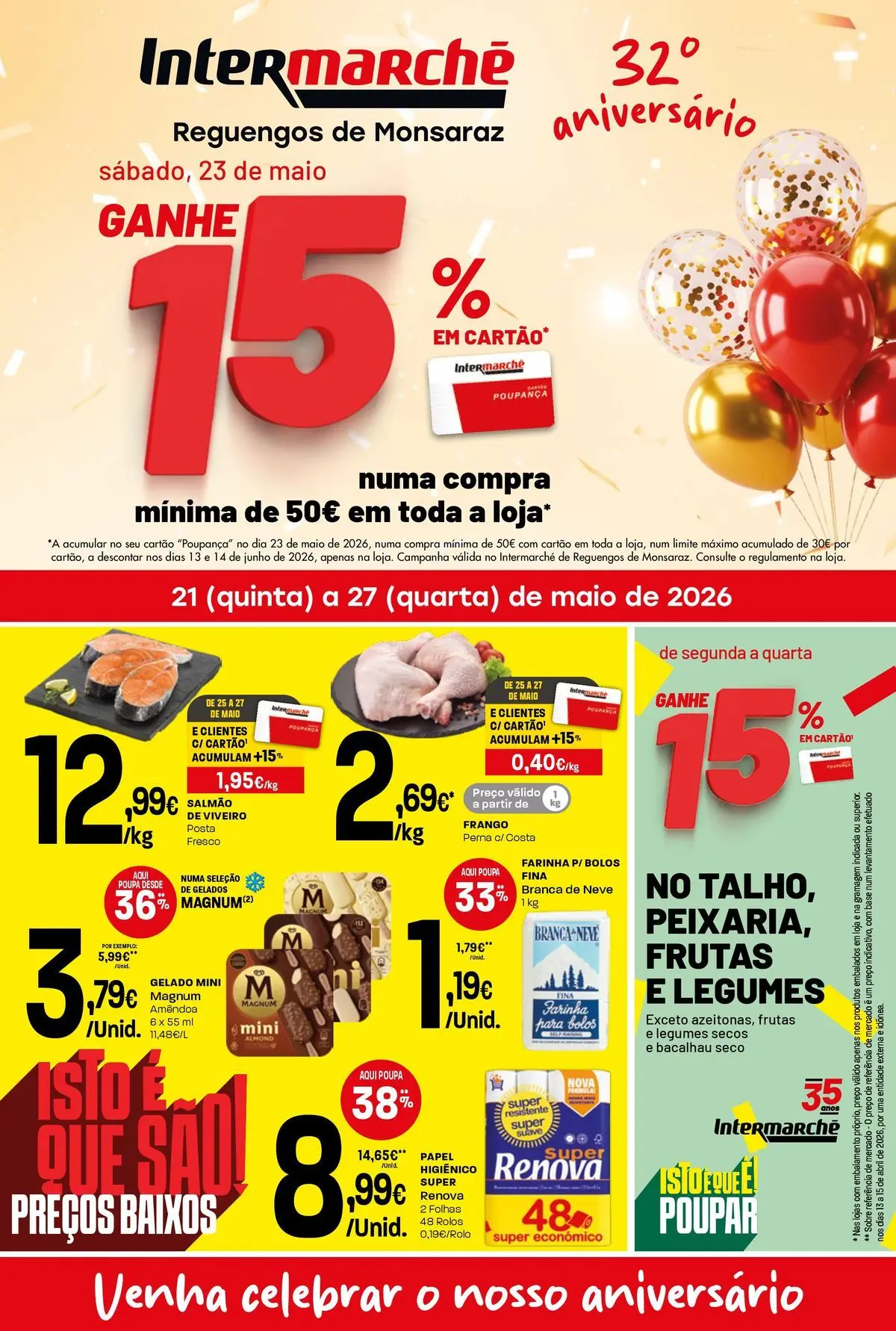 Intermarché - Isto é que são preços BAIXOS! » de 21/05/2026 - 27/05/2026 | Página: 1 | Produtos: Frango, Base, Salmão, Gelado