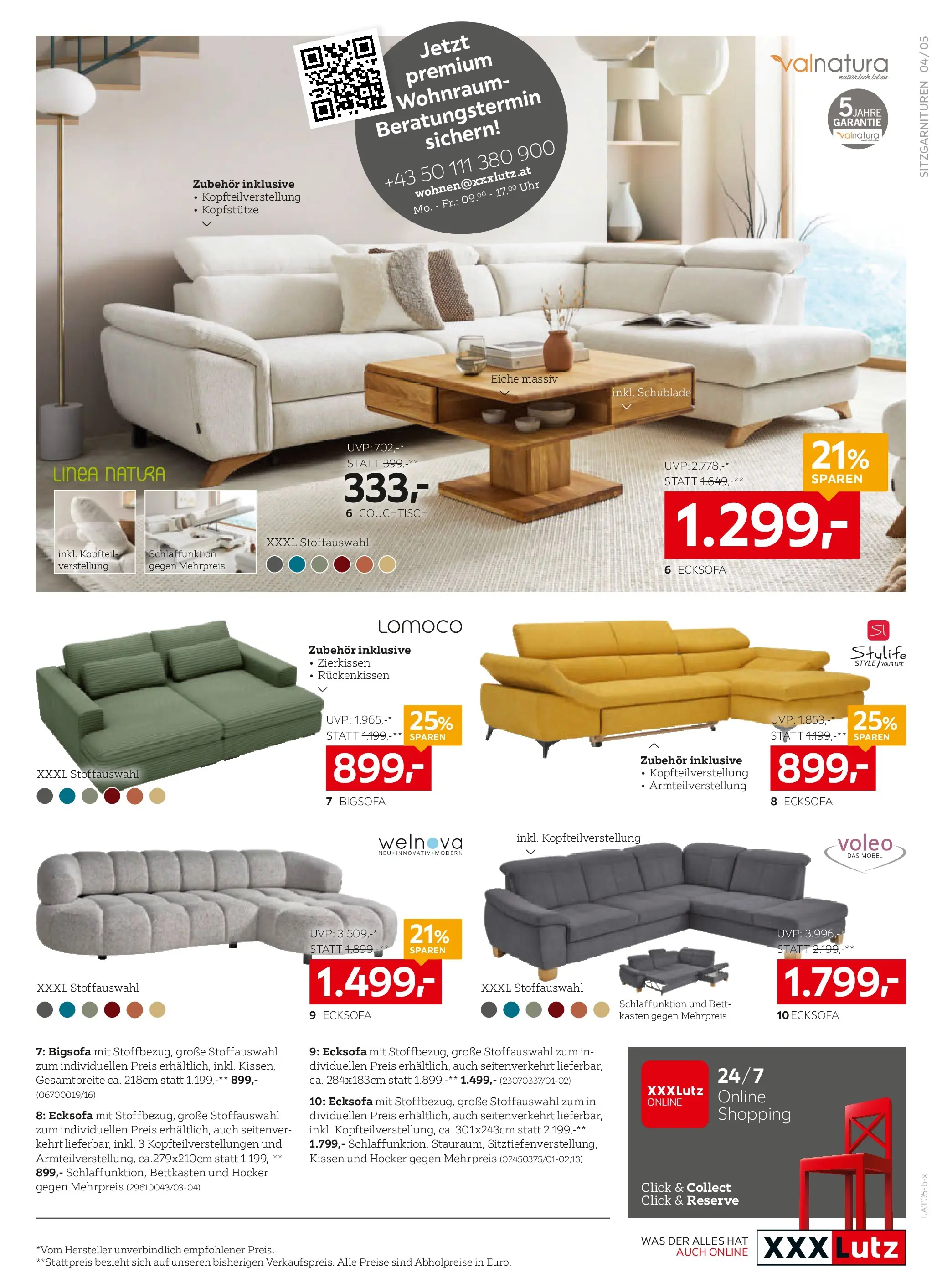 XXXLutz Sitzmöbel von 19.05.2026 - Aktuelle Angebote | Seite: 5 | Produkte: Uhr, Bett, Kissen, Couchtisch