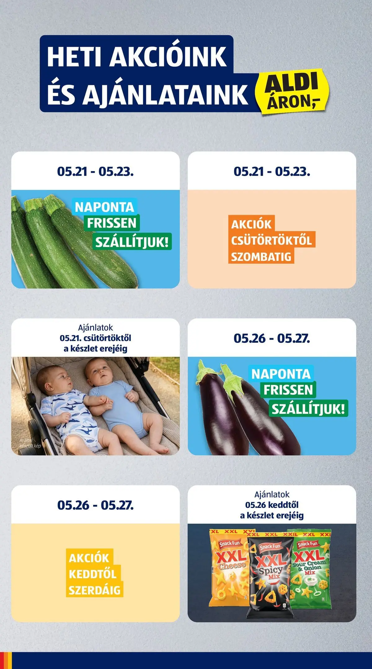 Aldi - Aldi újság érvényessége 2026.05.27-ig - 2026.05.20.-tól⏳Szórólap | Oldal: 6 | Termékek: Chips Aldi - Aldi újság érvényessége 2026.05.27-ig - 2026.05.20. -tól/töl > akció, lapozható szórólap 🛍️ | Oldal: 6 | Termékek: Chips