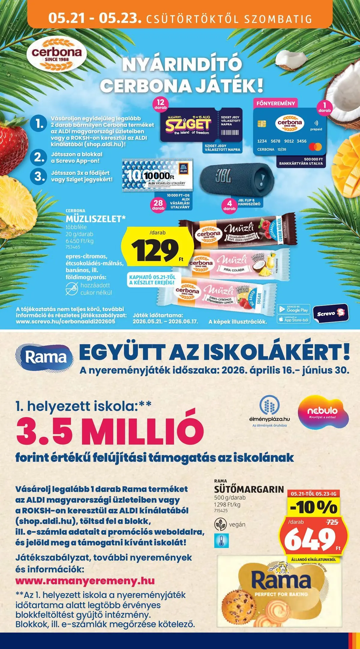 Aldi - Aldi újság érvényessége 2026.05.27-ig - 2026.05.20.-tól⏳Szórólap | Oldal: 19 | Termékek: Játék, Hangszóró, Rama, Vegán Aldi - Aldi újság érvényessége 2026.05.27-ig - 2026.05.20. -tól/töl > akció, lapozható szórólap 🛍️ | Oldal: 19 | Termékek: Játék, Hangszóró, Rama, Vegán
