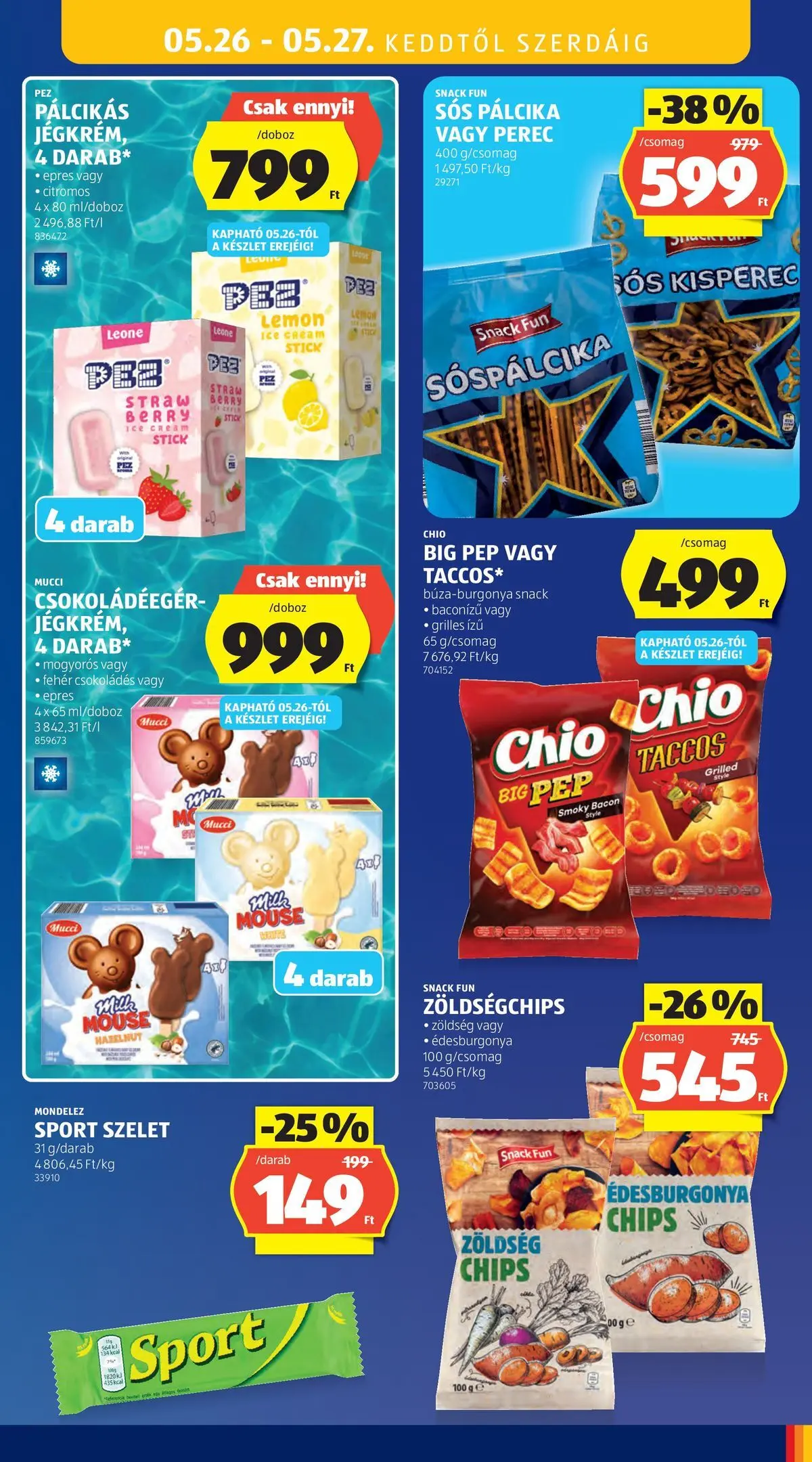 Aldi - Aldi újság érvényessége 2026.05.27-ig - 2026.05.20.-tól⏳Szórólap | Oldal: 39 | Termékek: Chips, Kisperec, Édesburgonya, Zöldség Aldi - Aldi újság érvényessége 2026.05.27-ig - 2026.05.20. -tól/töl > akció, lapozható szórólap 🛍️ | Oldal: 39 | Termékek: Chips, Kisperec, Édesburgonya, Zöldség