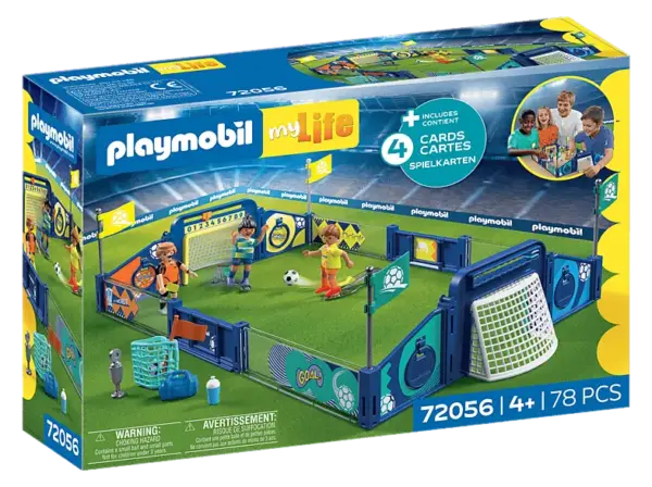 Playmobil 72056 My Life: Fussball Arena Spielfeld mit Schussmechanik und 2 Toren (Ab 4 Jahren) Spielfigur