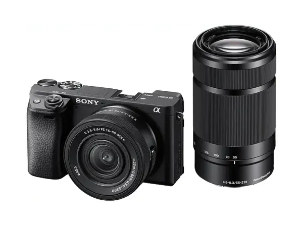 Sony Alpha 6400 Kit Systemkamera mit Objektiv 16-50 mm & & 55-210 mm, 7.6 cm Display Touchscreen, WLAN, Schwarz