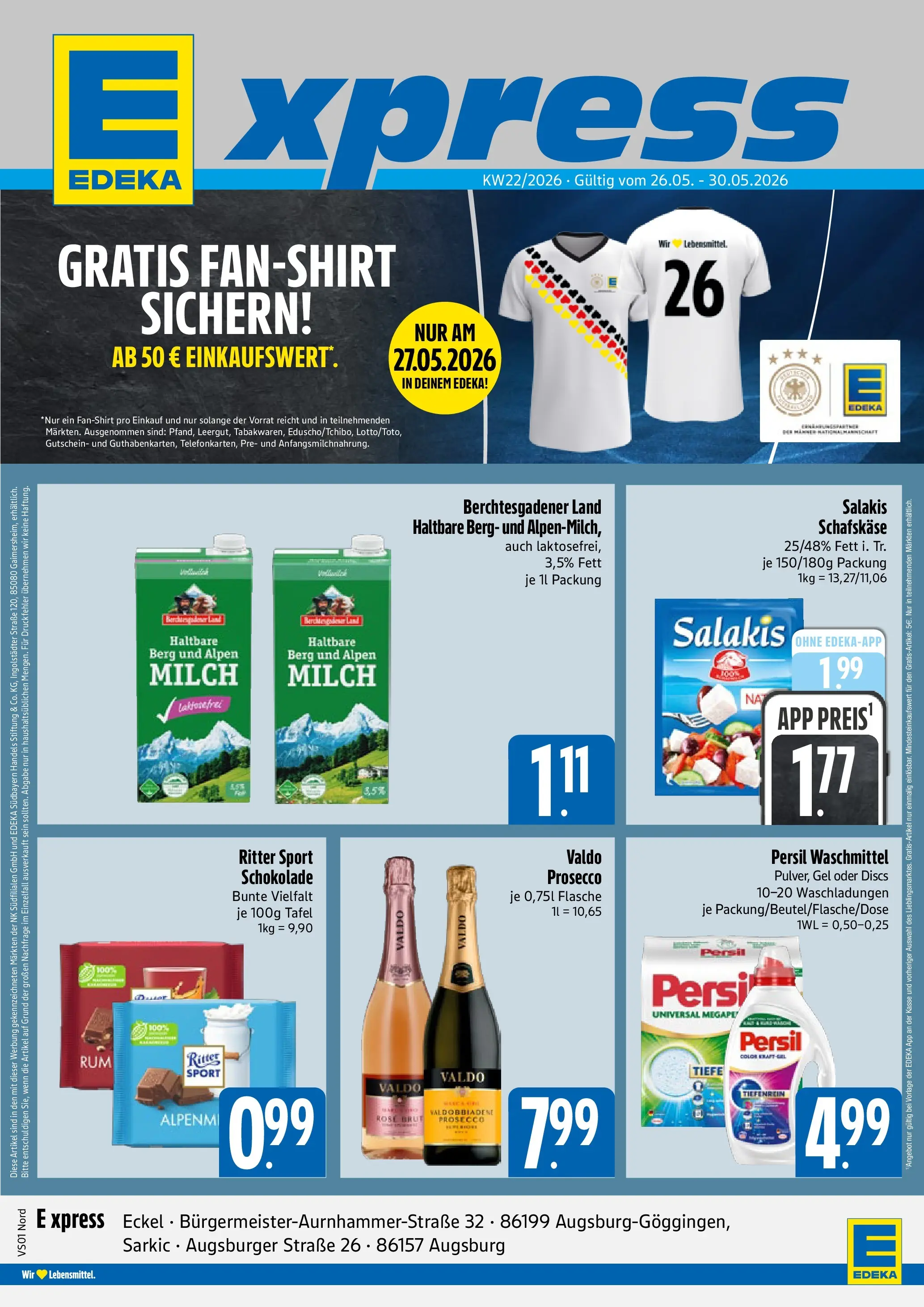 Angebote - E xpress: Wochenangebote (ab 24.05.2026) zum Blättern | Seite: 1 | Produkte: Schokolade, Ritter sport, Waschmittel, Schafskase
