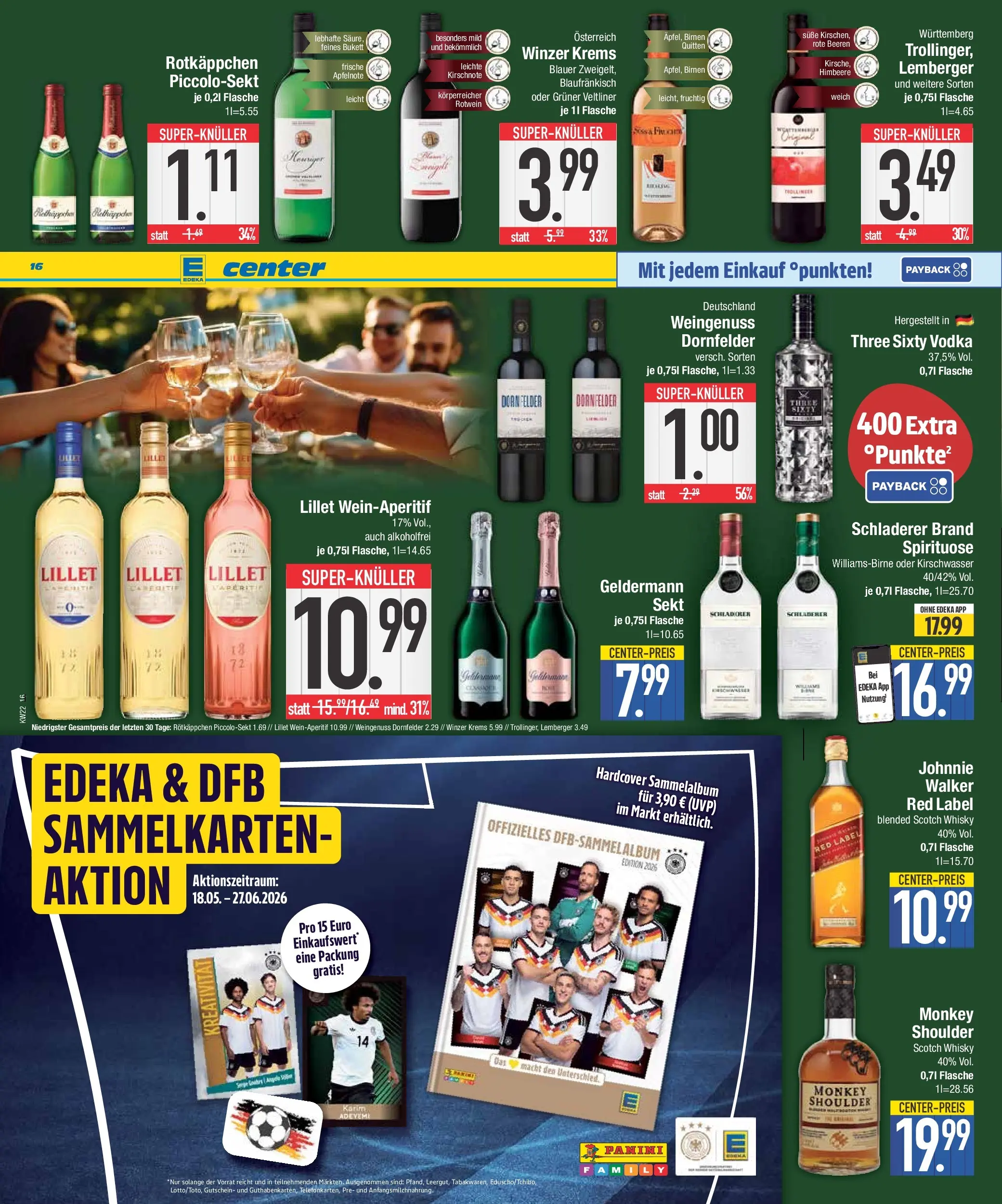 E center Prospekt Neuburg An Der Donau (ab 26.05.2026) zum Blättern | Seite: 16 | Produkte: Rotwein, Lillet, Rotkäppchen, Vodka