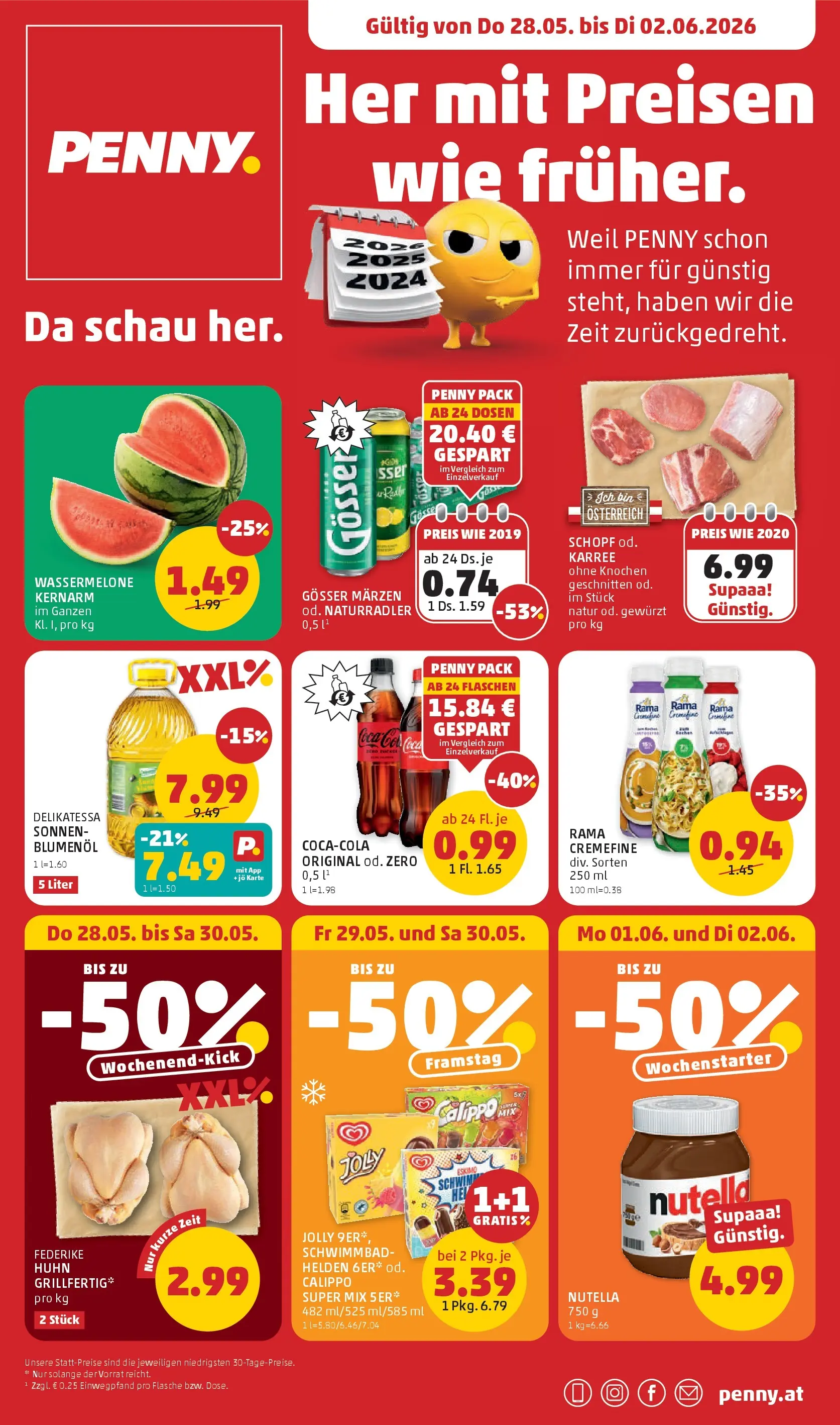 Penny Markt - PENNY: Die ganze Woche sparen. ab (28.05.2026) - Angebote, Prospekt | Seite: 1 | Produkte: Wassermelone