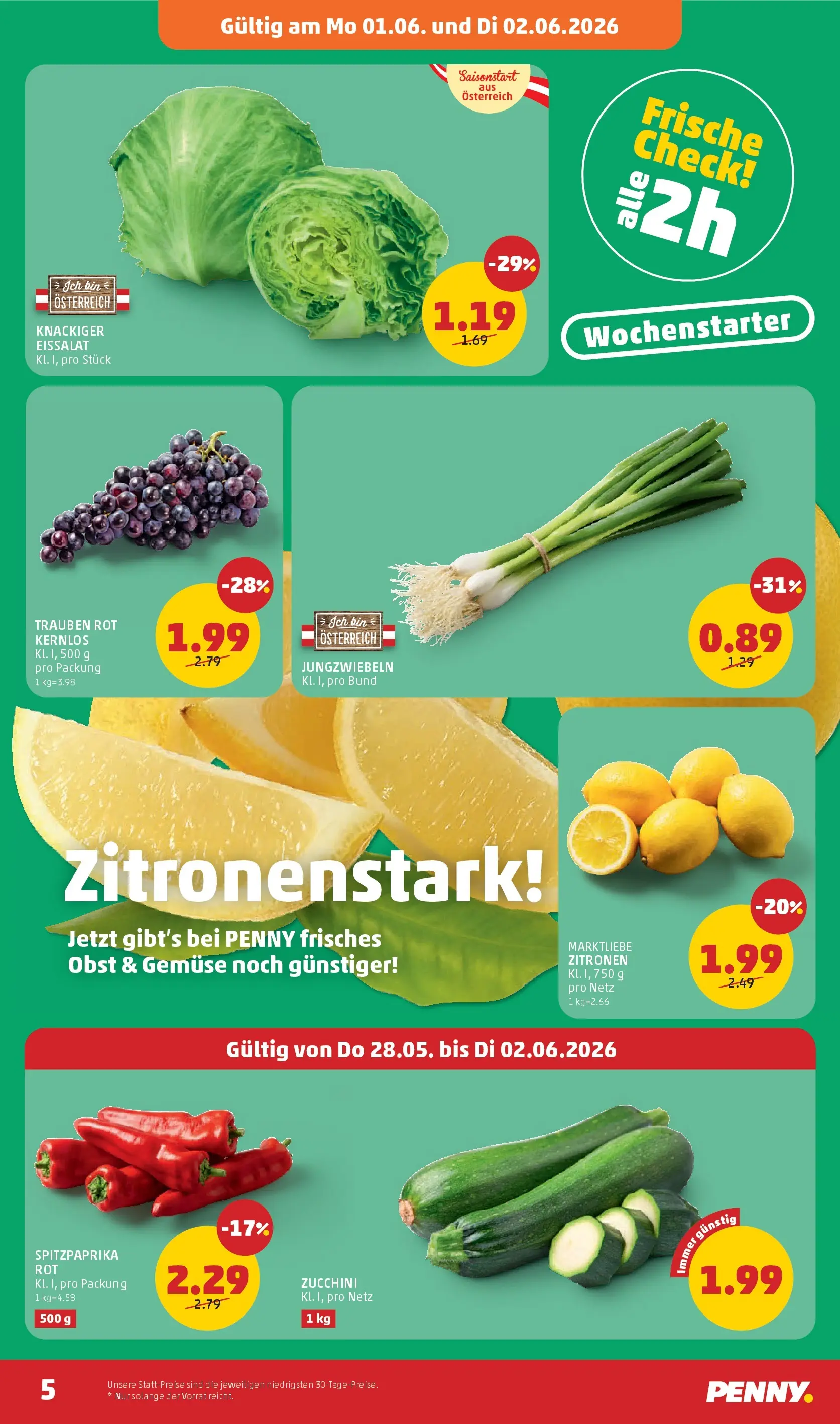 Penny Markt - PENNY: Die ganze Woche sparen. ab (28.05.2026) - Angebote, Prospekt | Seite: 5 | Produkte: Gemüse, Obst
