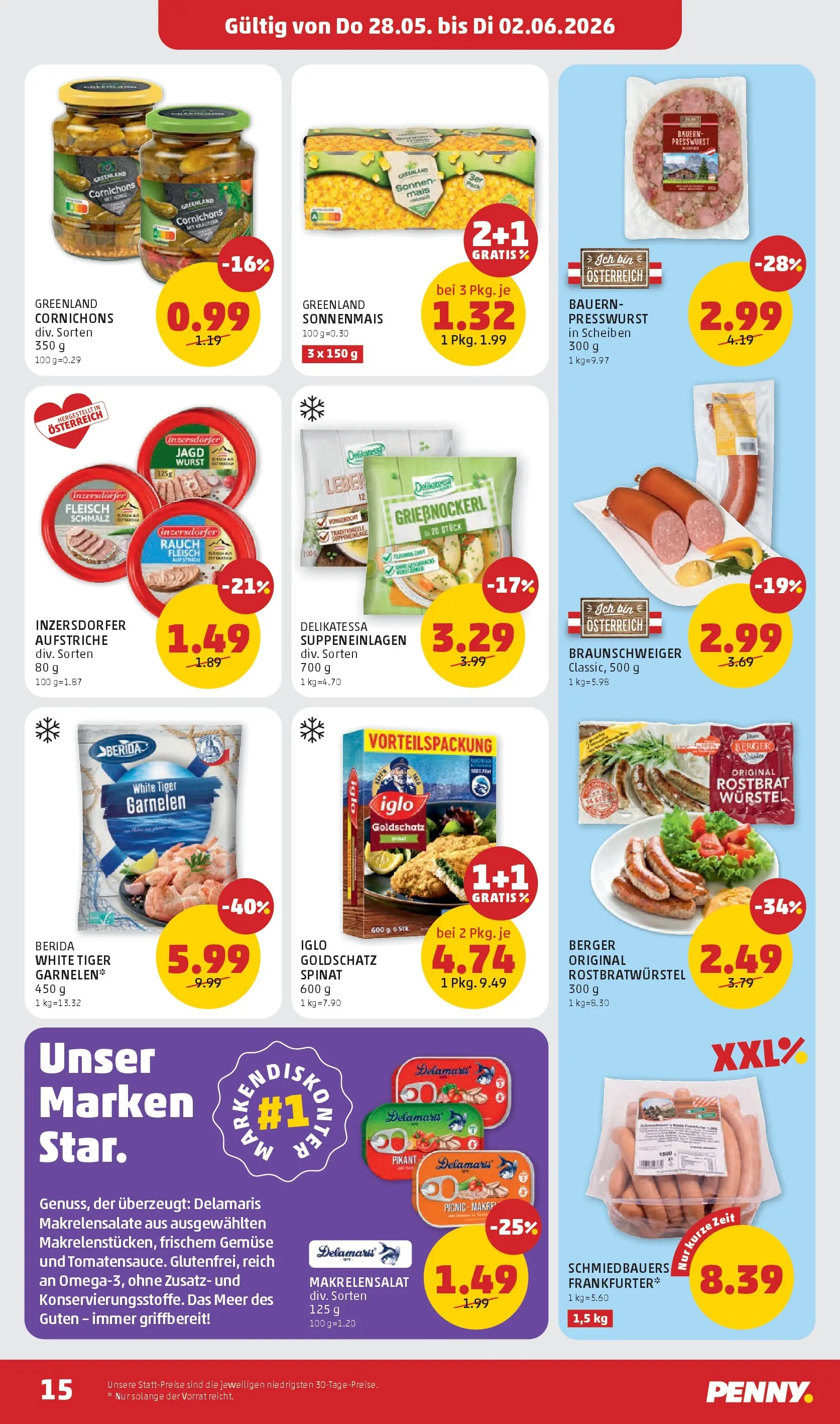 Penny Markt - PENNY: Die ganze Woche sparen. ab (28.05.2026) - Angebote, Prospekt | Seite: 15 | Produkte: Gemüse, Wurst, Dolce gusto kapszula