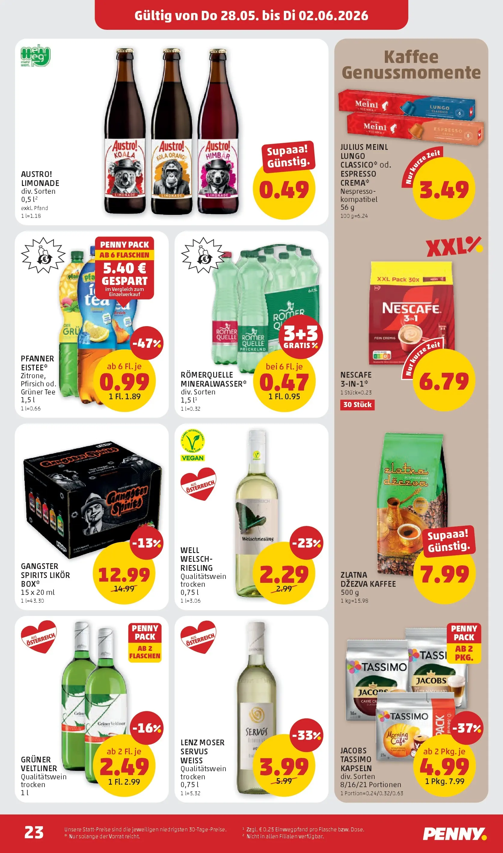 Penny Markt - PENNY: Die ganze Woche sparen. ab (28.05.2026) - Angebote, Prospekt | Seite: 23 | Produkte: Pfirsich, Kaffee, Tee
