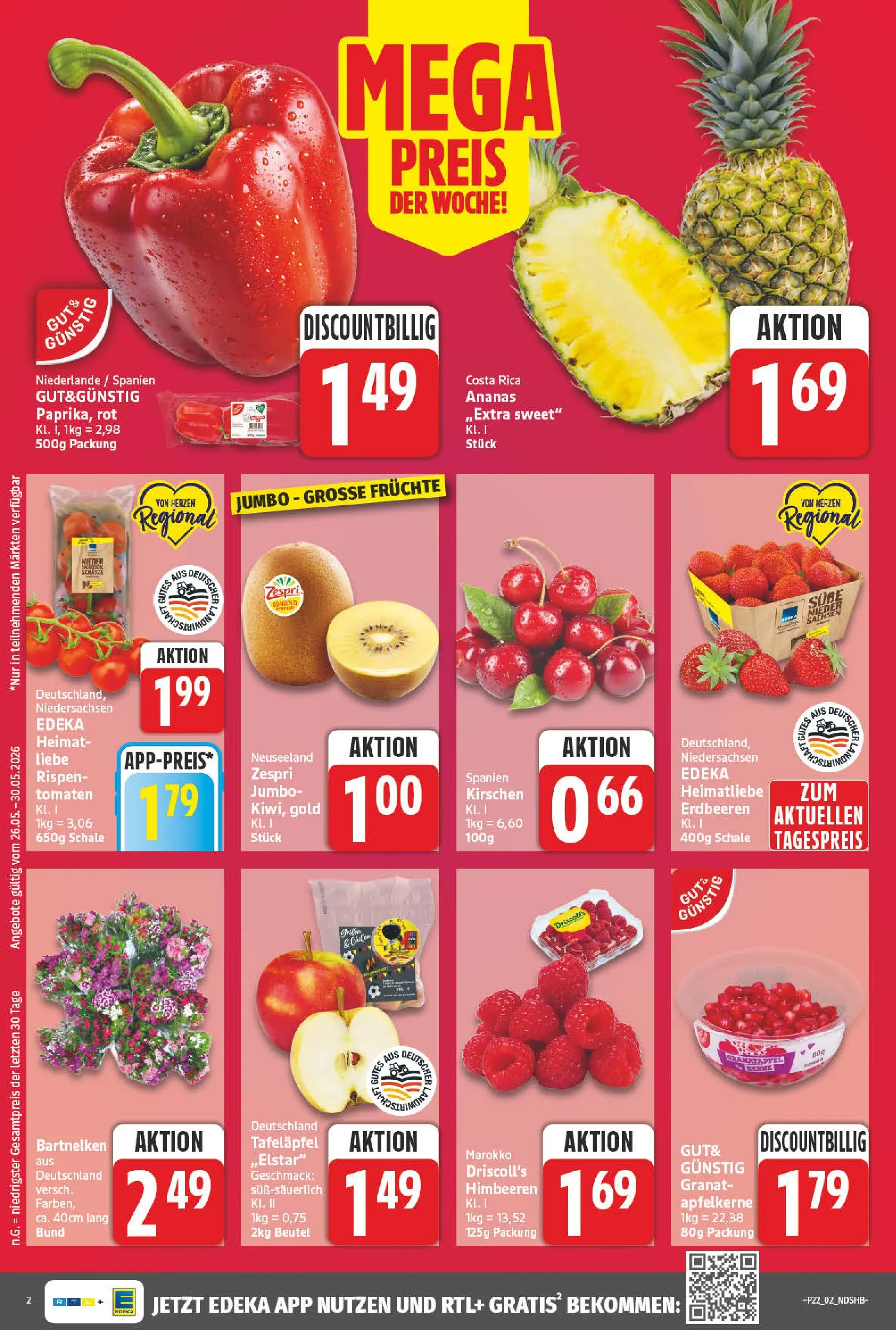 Angebote - Wochenangebote (ab 24.05.2026) zum Blättern | Seite: 2 | Produkte: Himbeeren, Granatapfel, Kirschen, Erdbeeren