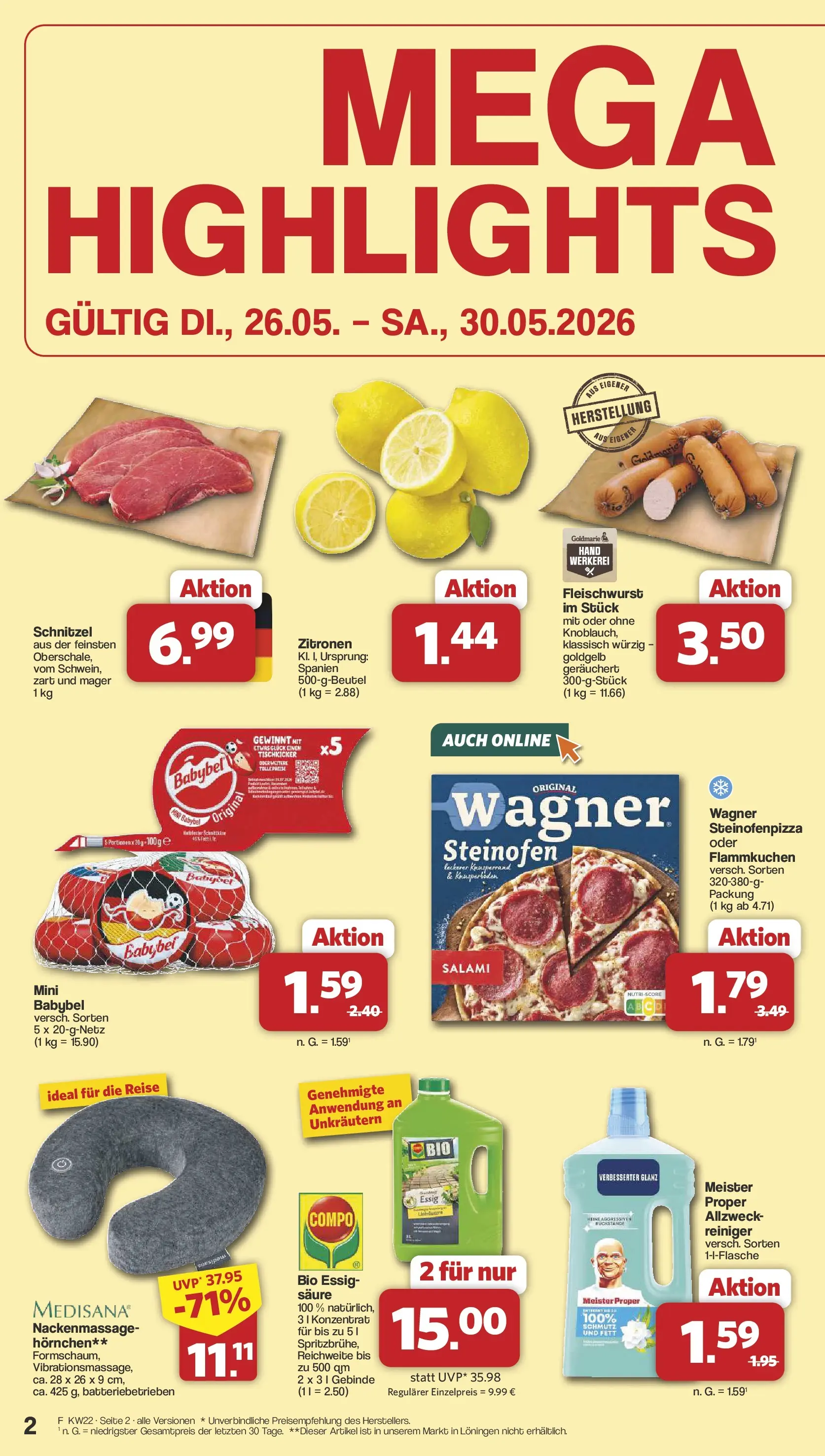 Famila Nordwest - Famila: Wochenangebote (ab 25.05.2026) zum Blättern | Seite: 2 | Produkte: Essig, Schnitzel, Salami, Zitronen