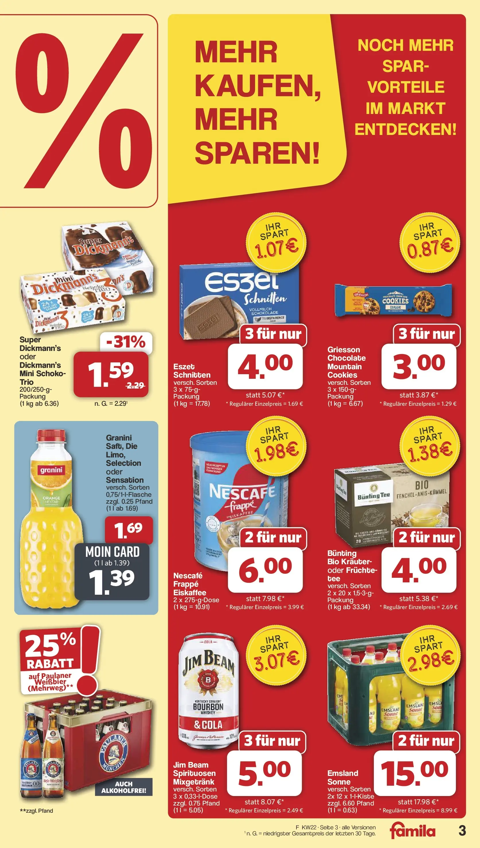 Famila Nordwest - Famila: Wochenangebote (ab 25.05.2026) zum Blättern | Seite: 3 | Produkte: Cola, Schokolade, Granini, Bourbon