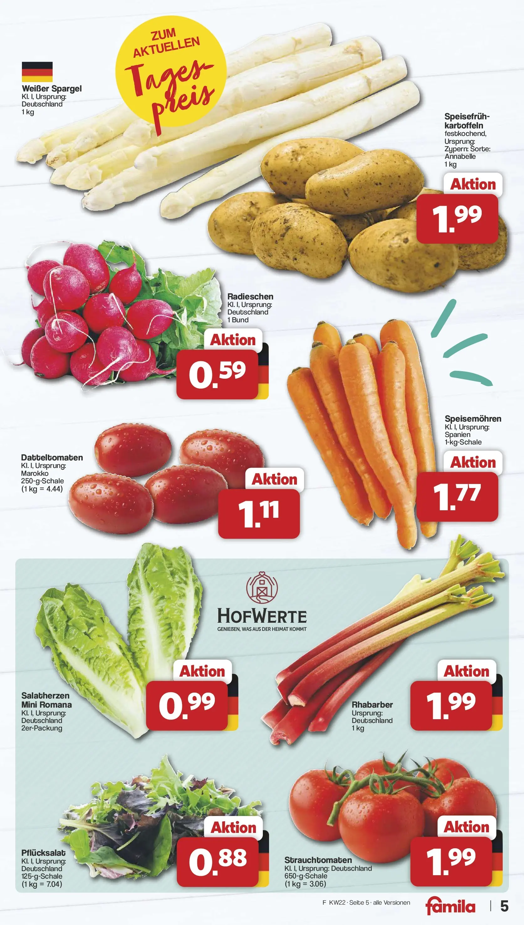 Famila Nordwest - Famila: Wochenangebote (ab 25.05.2026) zum Blättern | Seite: 5 | Produkte: Spargel, Kartoffeln, Rhabarber