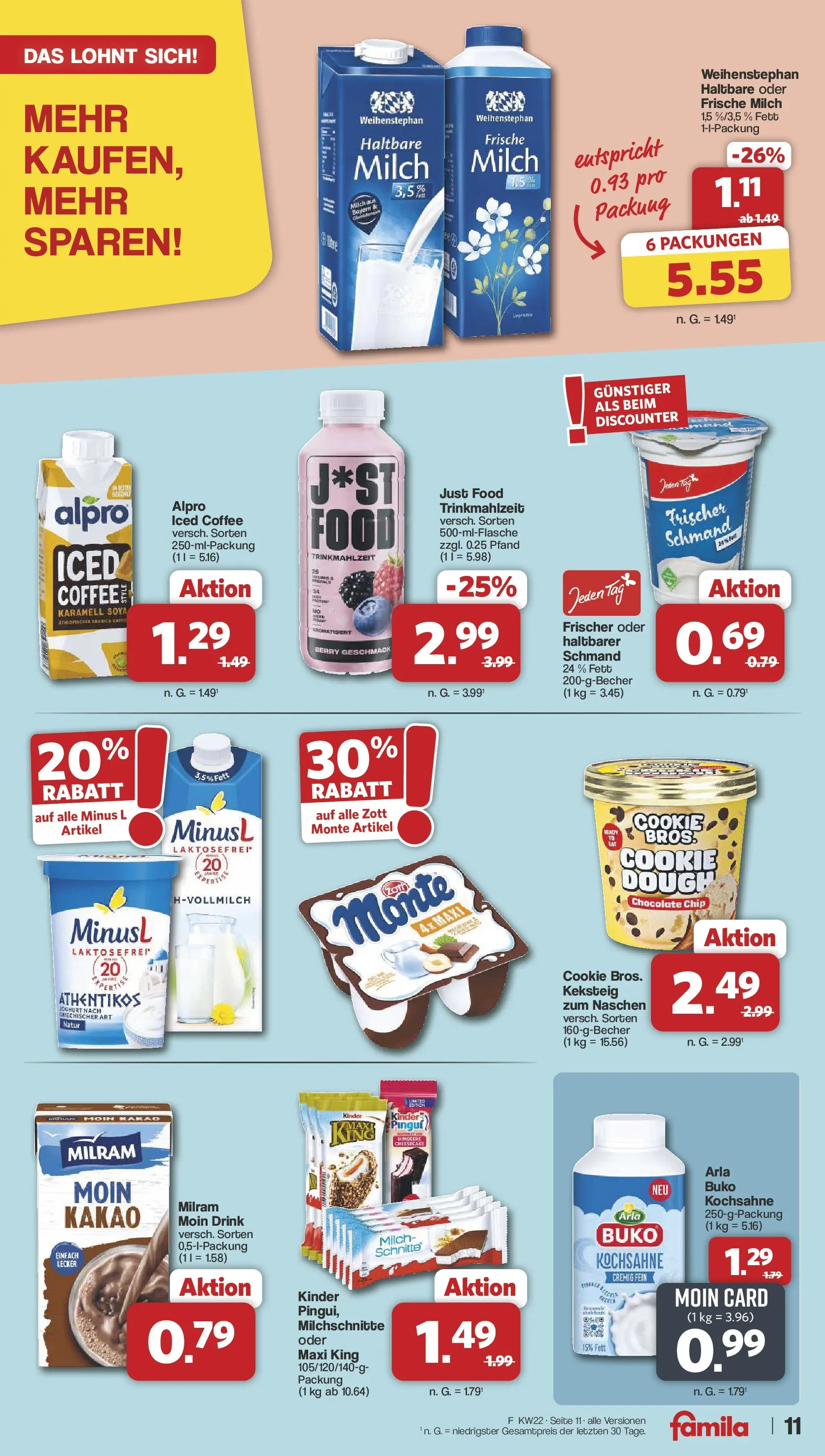 Famila Nordwest - Famila: Wochenangebote (ab 25.05.2026) zum Blättern | Seite: 11 | Produkte: Milch, Alpro, Milram