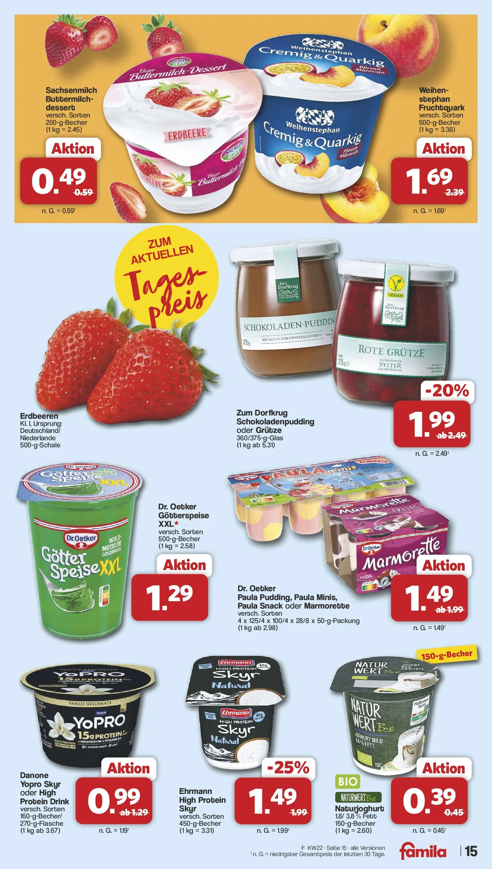 Famila Nordwest - Famila: Wochenangebote (ab 25.05.2026) zum Blättern | Seite: 15 | Produkte: Buttermilch, Milch, Skyr, Erdbeeren