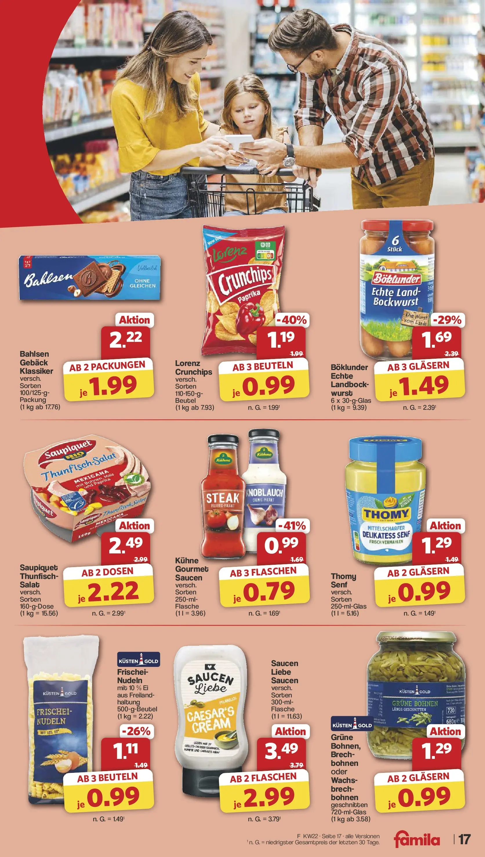 Famila Nordwest - Famila: Wochenangebote (ab 25.05.2026) zum Blättern | Seite: 17 | Produkte: Wurst, Knoblauch, Nudeln, Salat