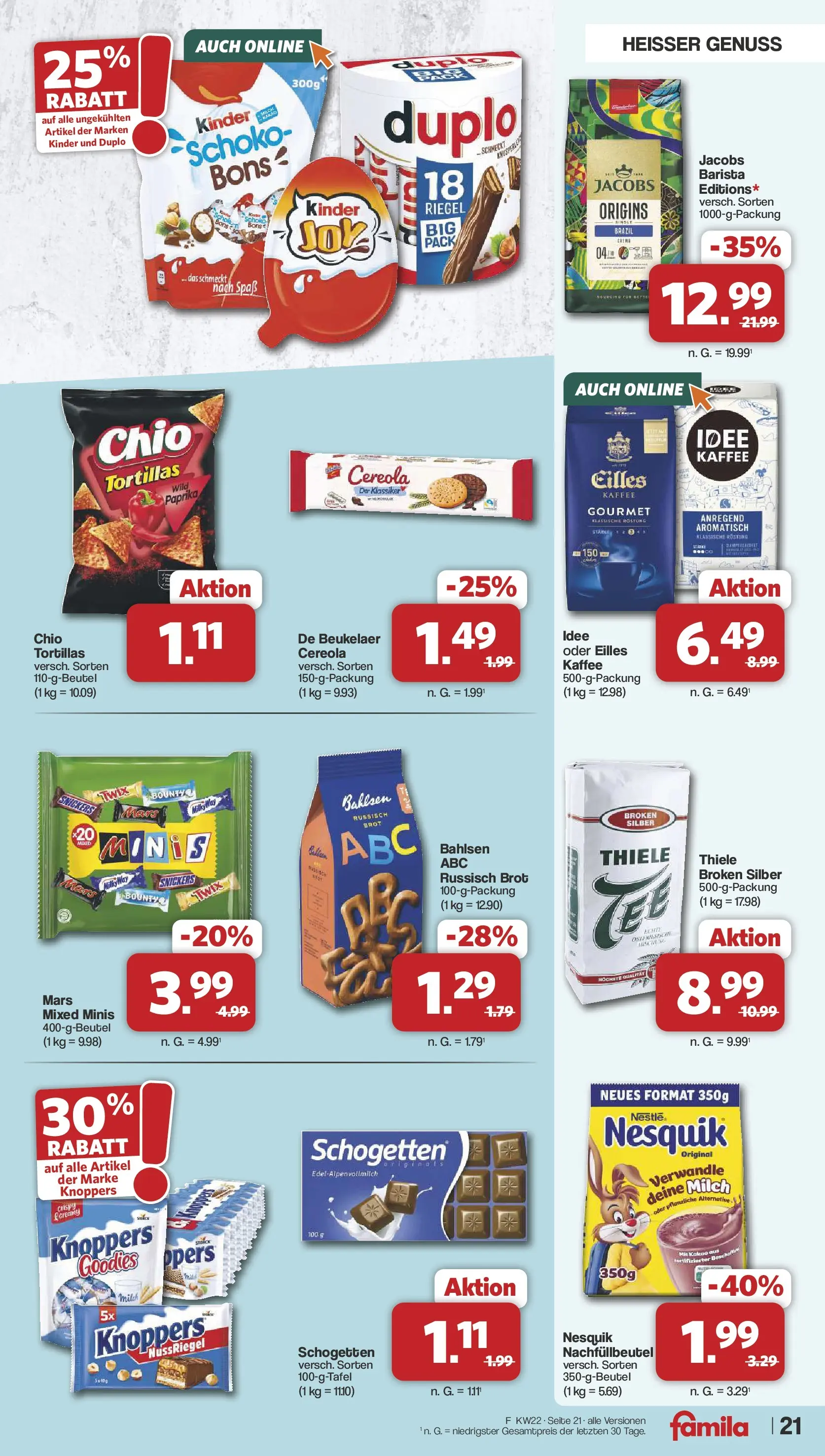 Famila Nordwest - Famila: Wochenangebote (ab 25.05.2026) zum Blättern | Seite: 21 | Produkte: Milch, Twix, Knoppers, Schogetten