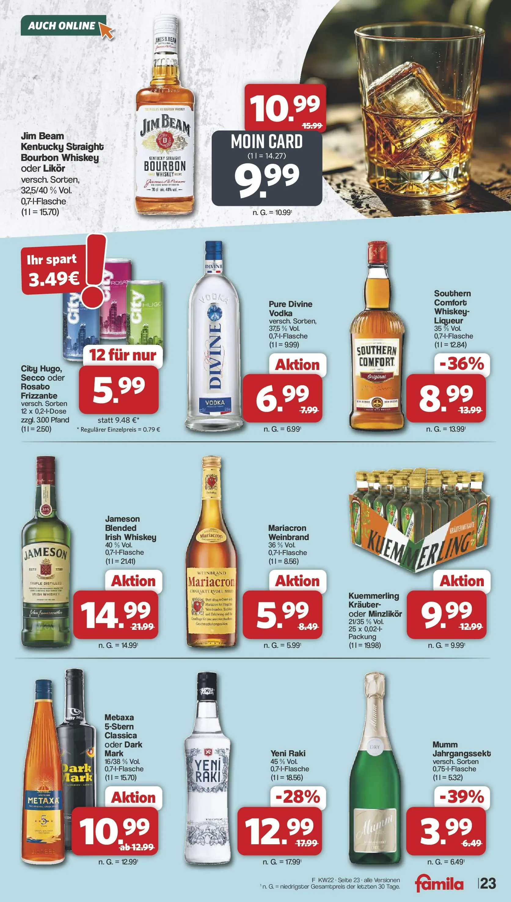 Famila Nordwest - Famila: Wochenangebote (ab 25.05.2026) zum Blättern | Seite: 23 | Produkte: Jim beam, Jameson, Wein, Hugo