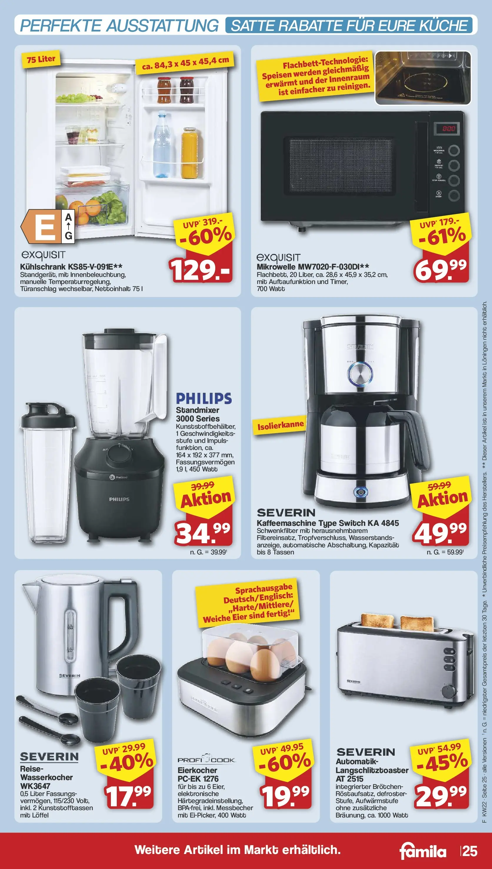 Famila Nordwest - Famila: Wochenangebote (ab 25.05.2026) zum Blättern | Seite: 25 | Produkte: Kaffeemaschine, Wasserkocher, Küche, Kühlschrank