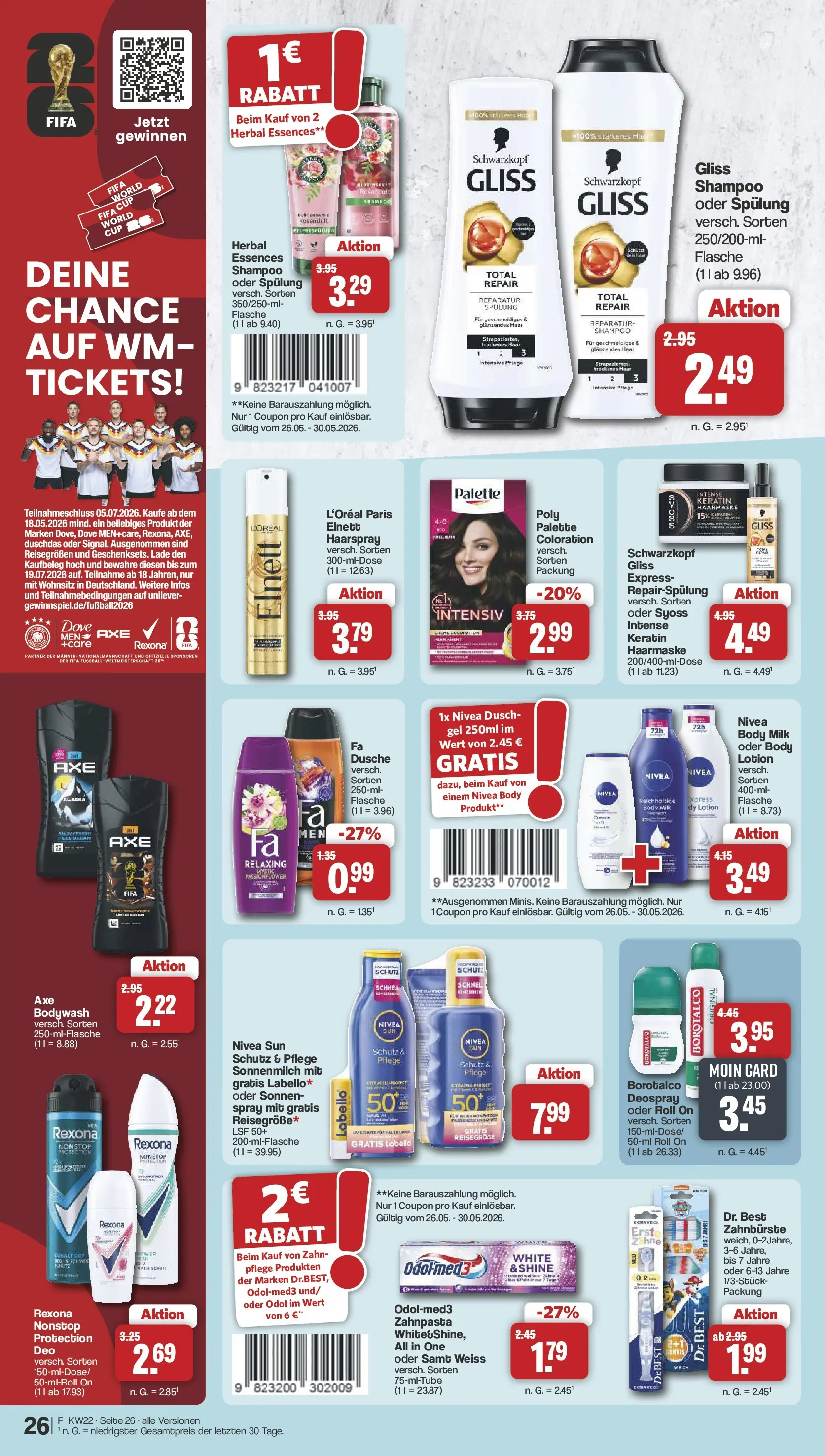 Famila Nordwest - Famila: Wochenangebote (ab 25.05.2026) zum Blättern | Seite: 26 | Produkte: Dusche, Haarspray, Zahnpasta, Duschdas