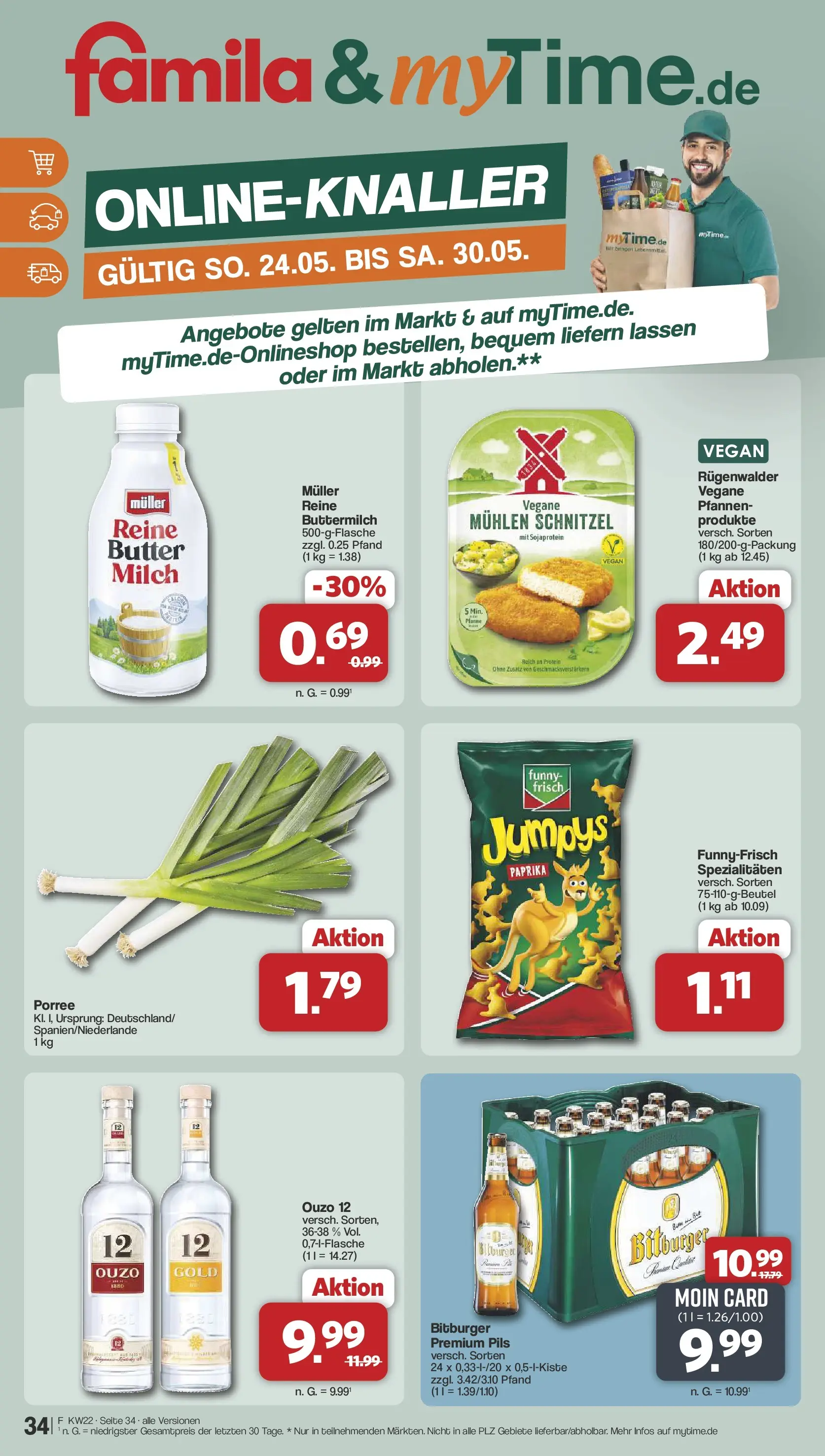 Famila Nordwest - Famila: Wochenangebote (ab 25.05.2026) zum Blättern | Seite: 34 | Produkte: Bitburger, Ouzo, Milch, Butter