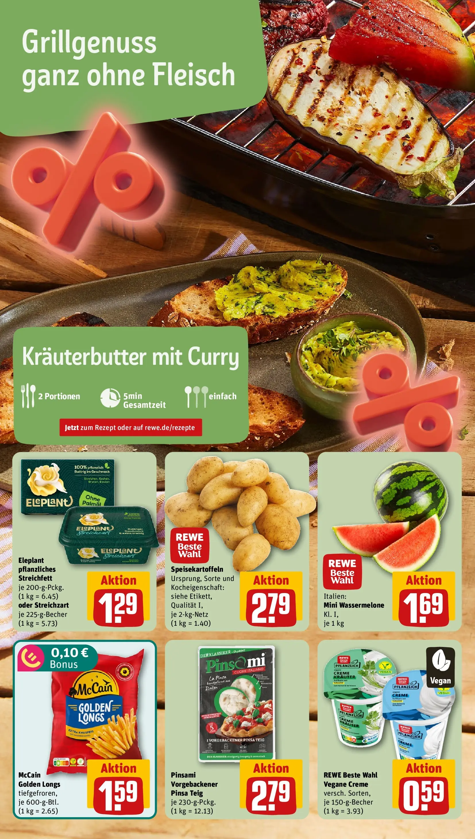 REWE Prospekt ab 24.05.2026 zum Blättern » Angebote | Seite: 4 | Produkte: Kräuterbutter, Creme, Pizza, Fleisch