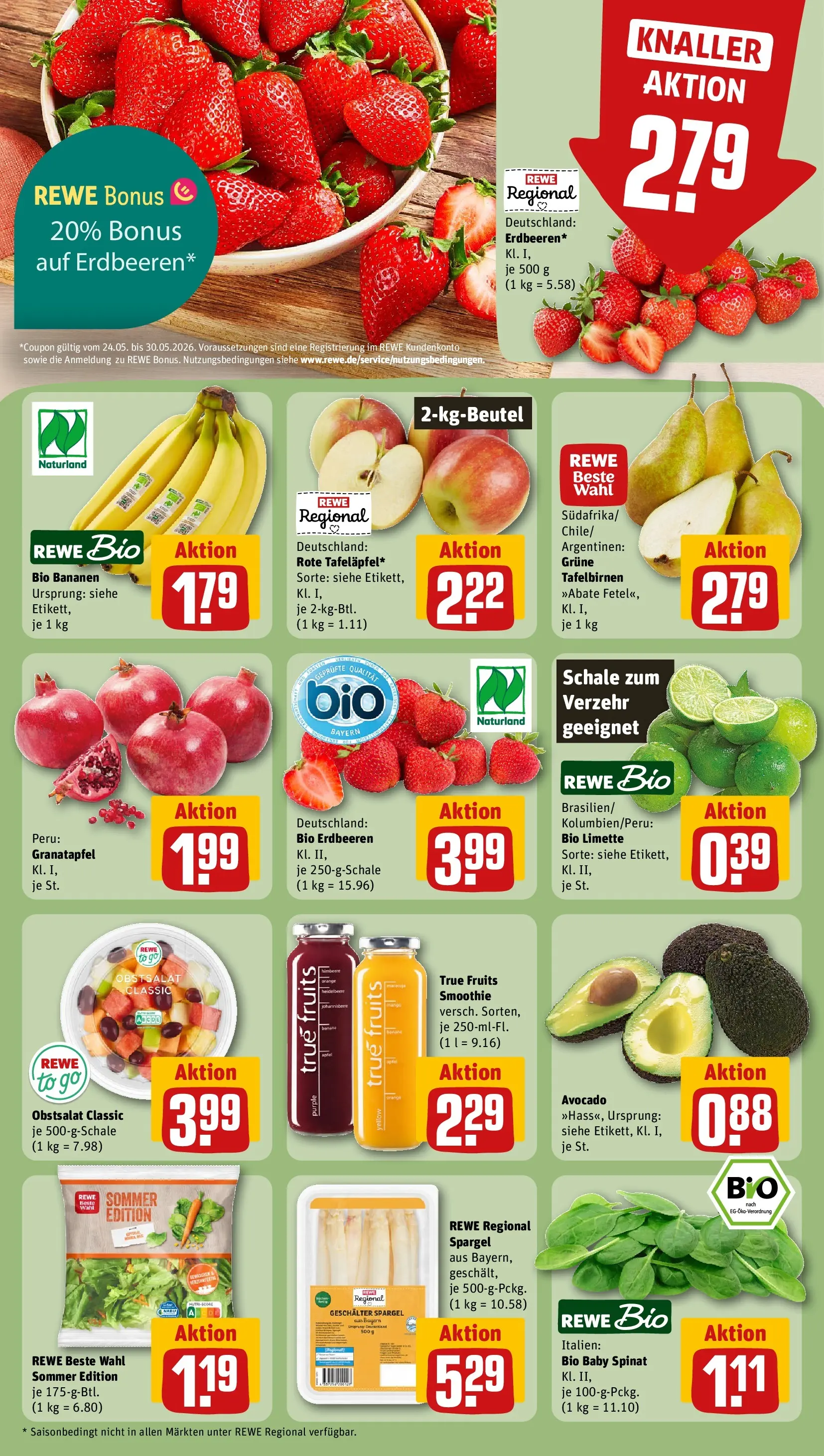 REWE Prospekt ab 26.05.2026 zum Blättern » Angebote | Seite: 6 | Produkte: Granatapfel, Bananen, Spargel, Avocado
