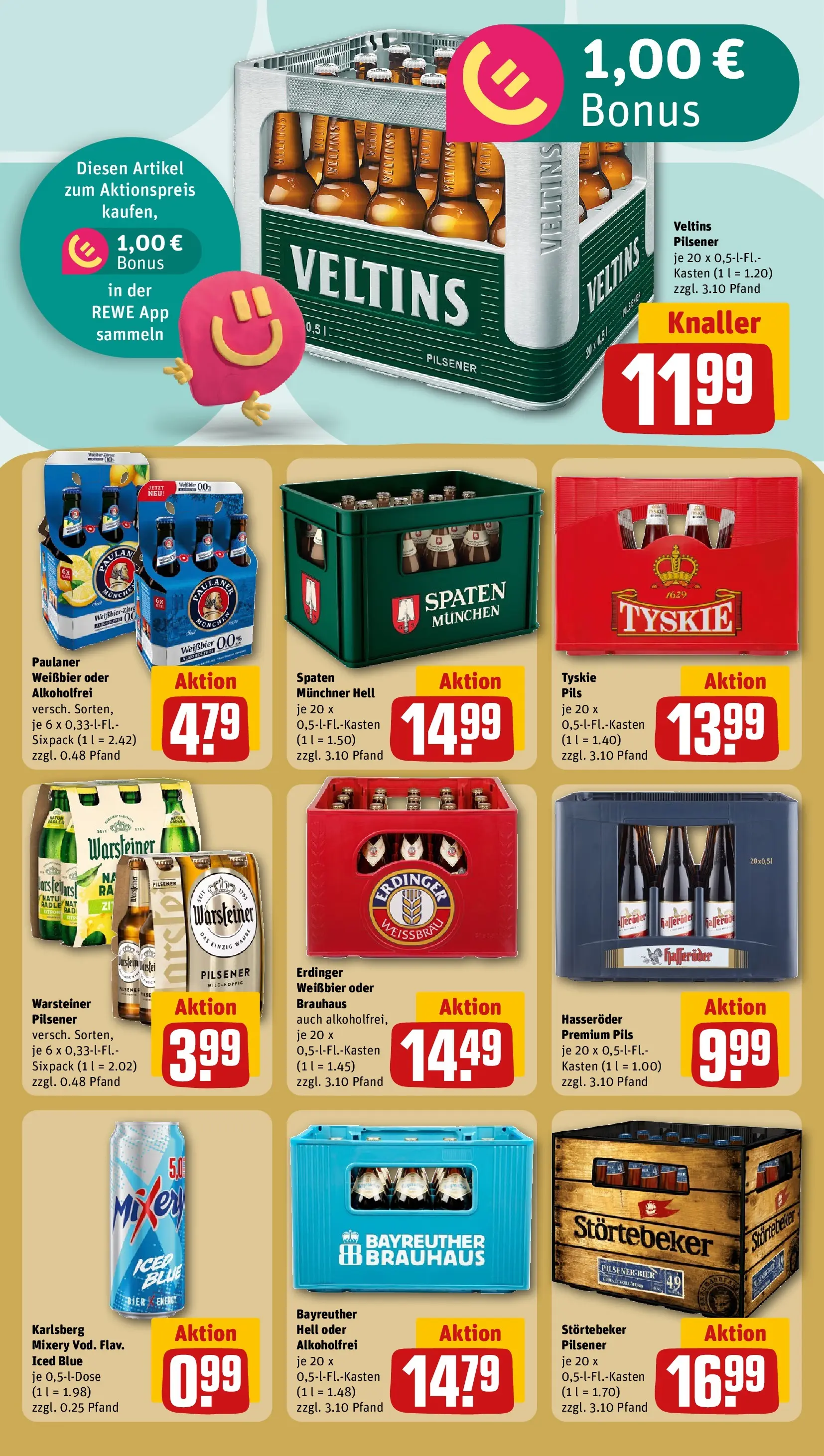 REWE Prospekt ab 26.05.2026 zum Blättern » Angebote | Seite: 15 | Produkte: Bayreuther hell, Bier, Pils, Warsteiner