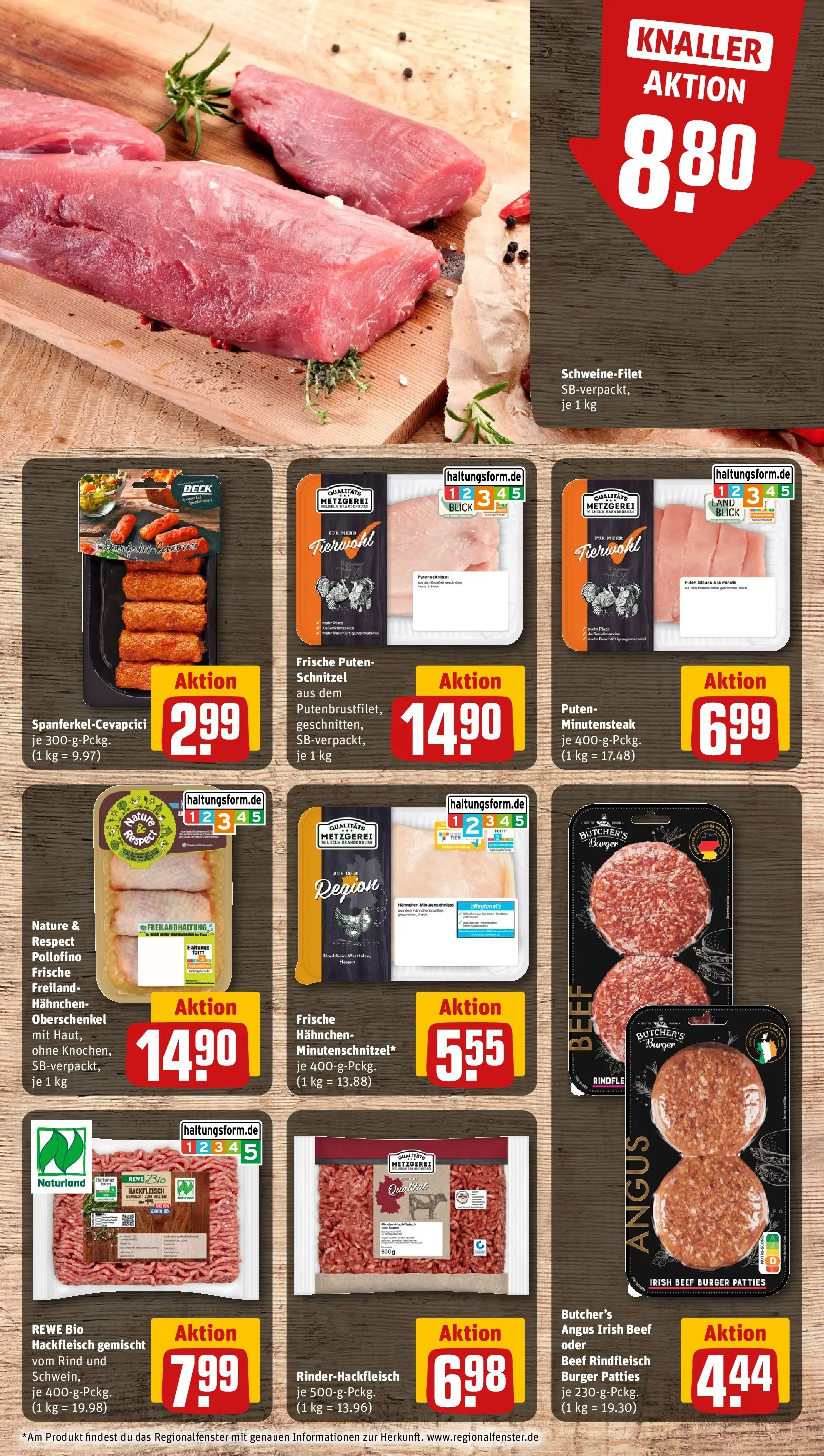 REWE Prospekt ab 26.05.2026 zum Blättern » Angebote | Seite: 8 | Produkte: Hahnchen, Tür, Putenschnitzel, Rindfleisch